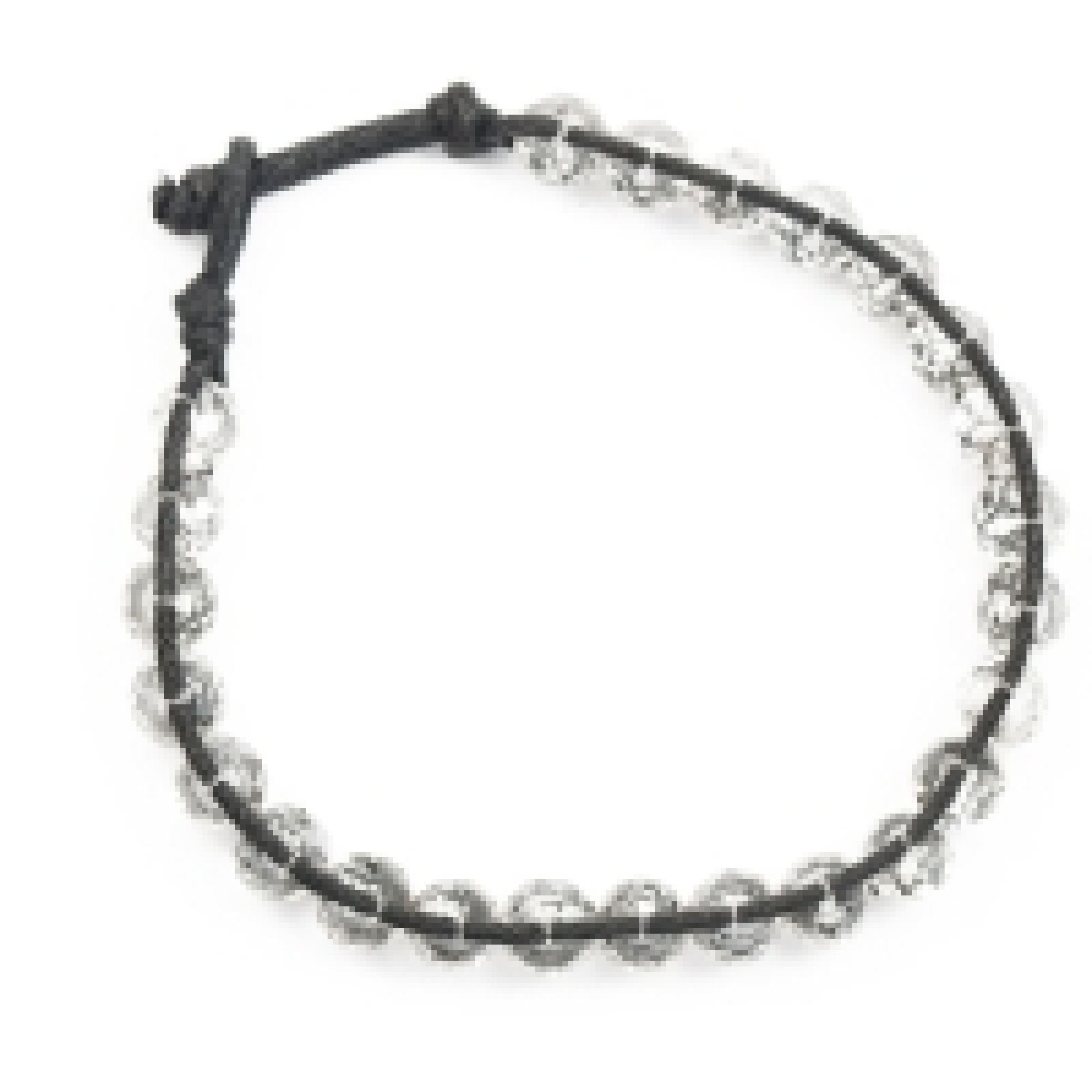 Bracelet perles de cristal transparent et fil de coton noir