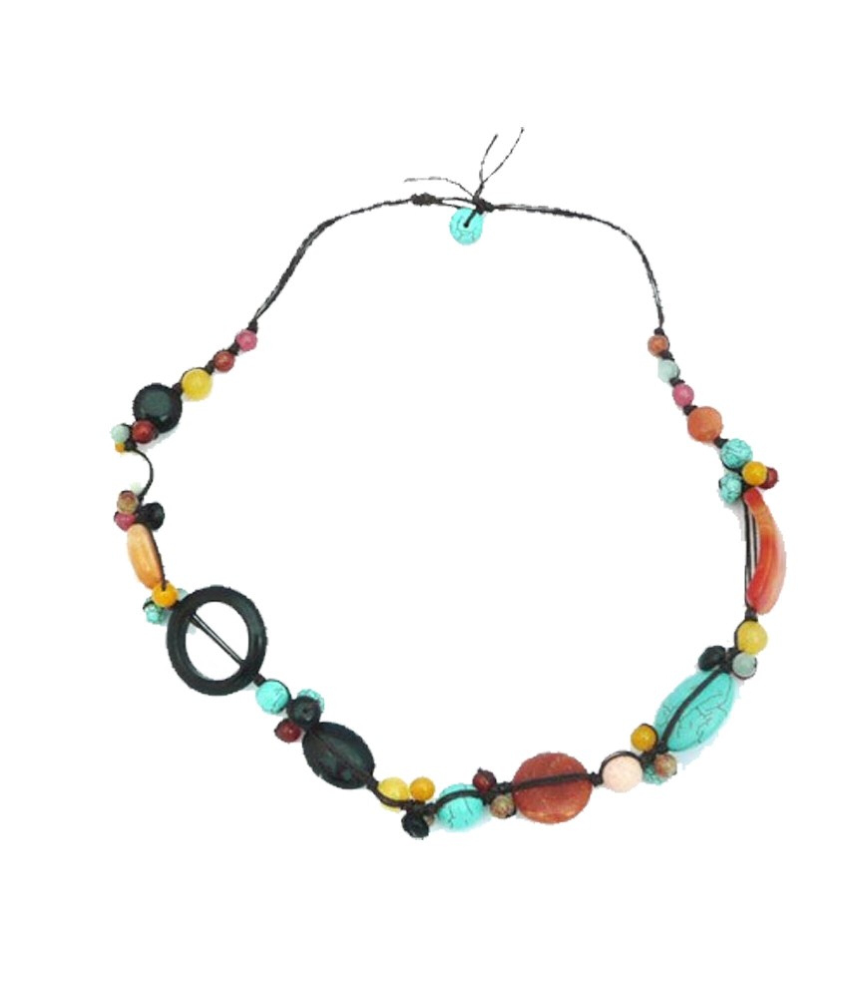 Collier  court fil de soie & pierre