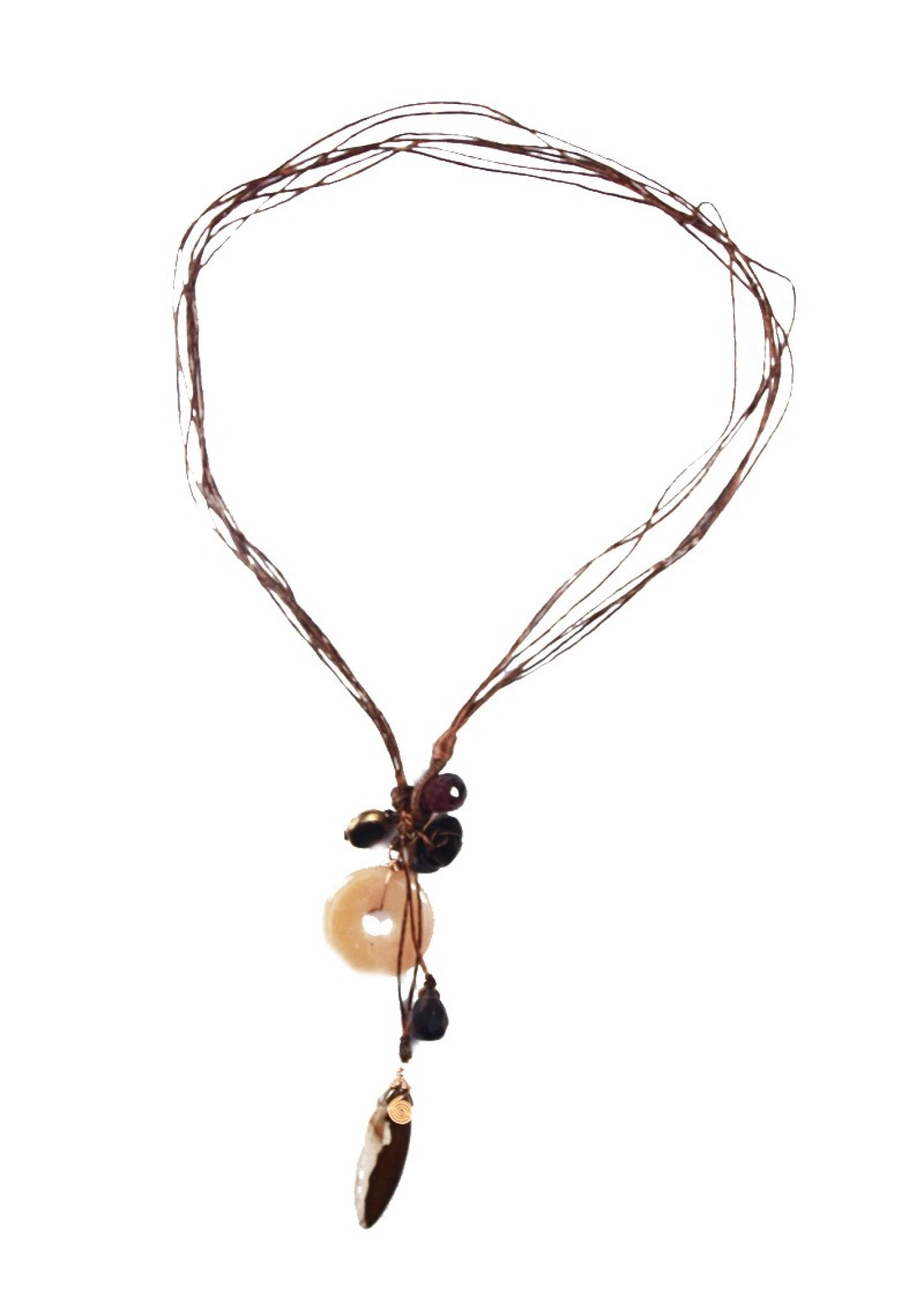 Collier en fil de soie et pierres naturelles