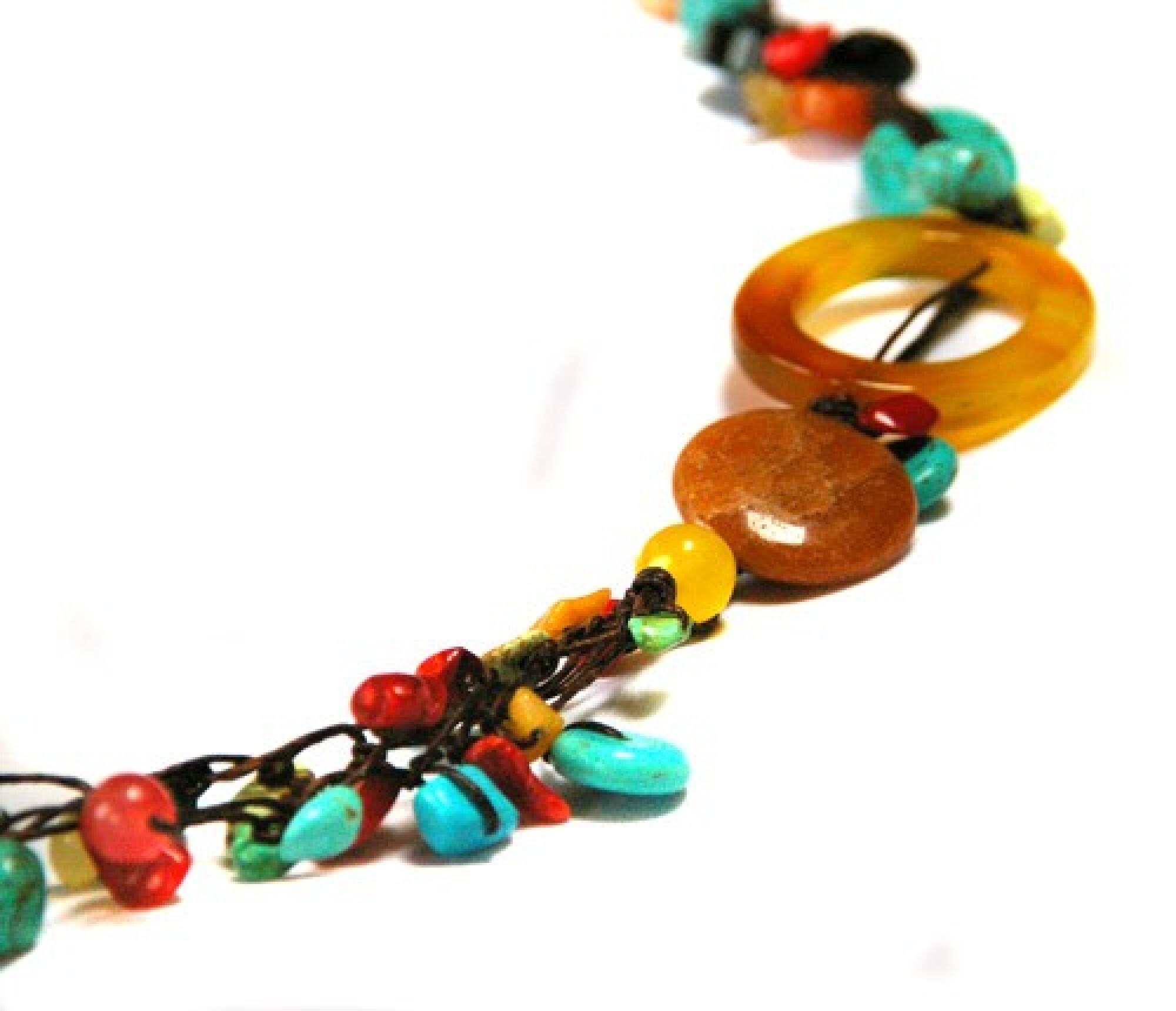 Collier fil de soie et pierres