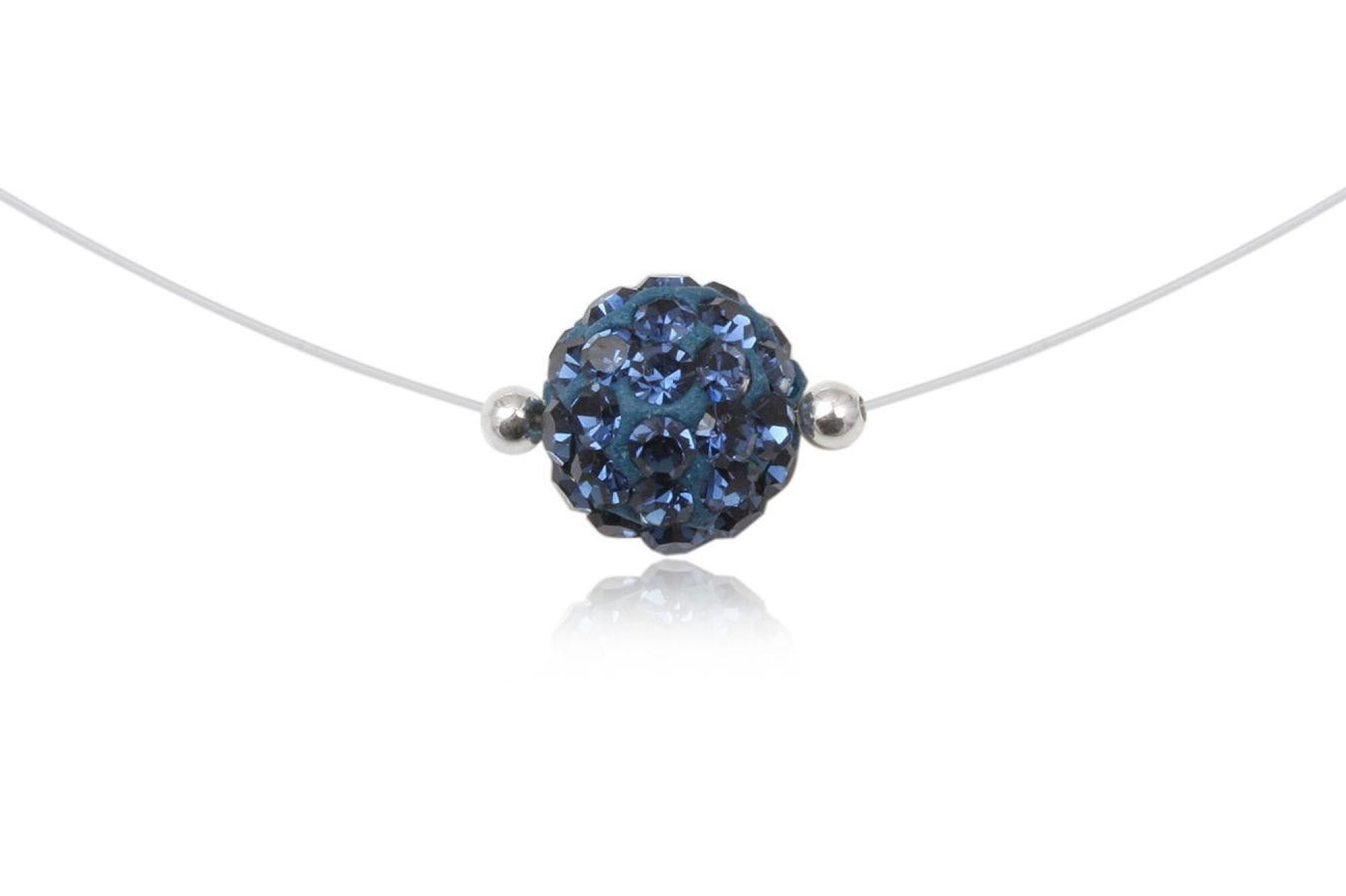 Collier strass bleu nuit et nylon - Diamètre 0.8cm