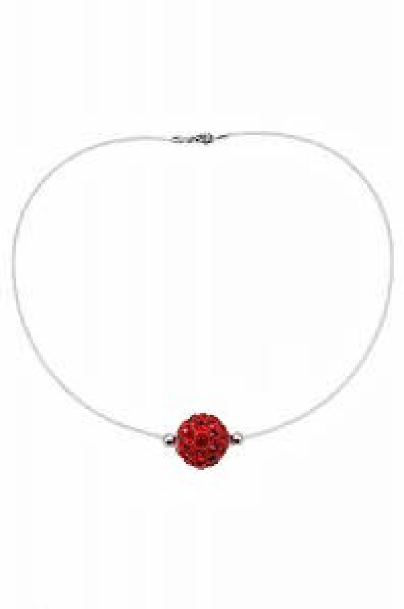 Collier strass rouge et fil de nylon - Diamètre 0.8cm