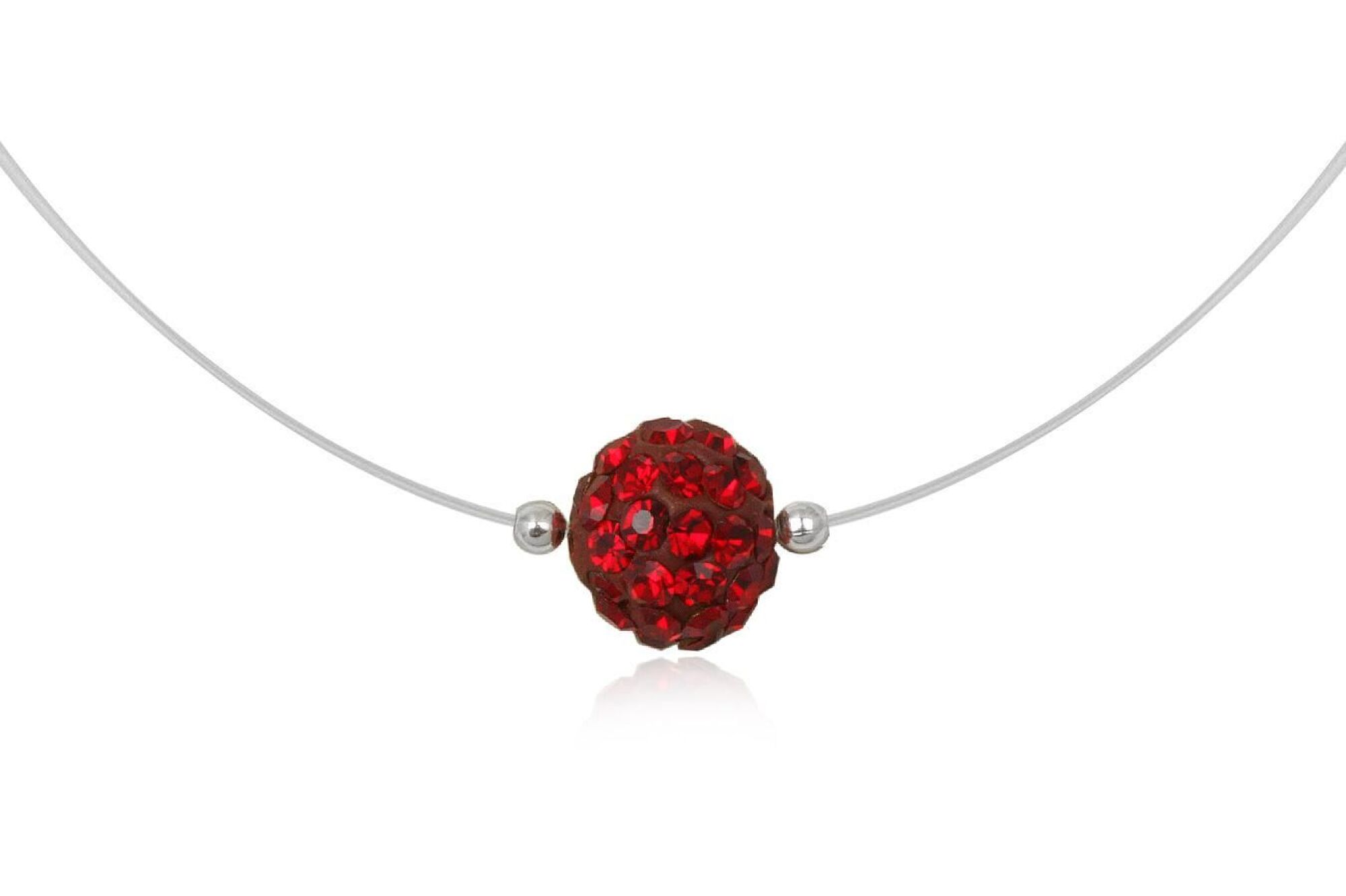 Collier strass rouge et fil de nylon - Diamètre 0.8cm