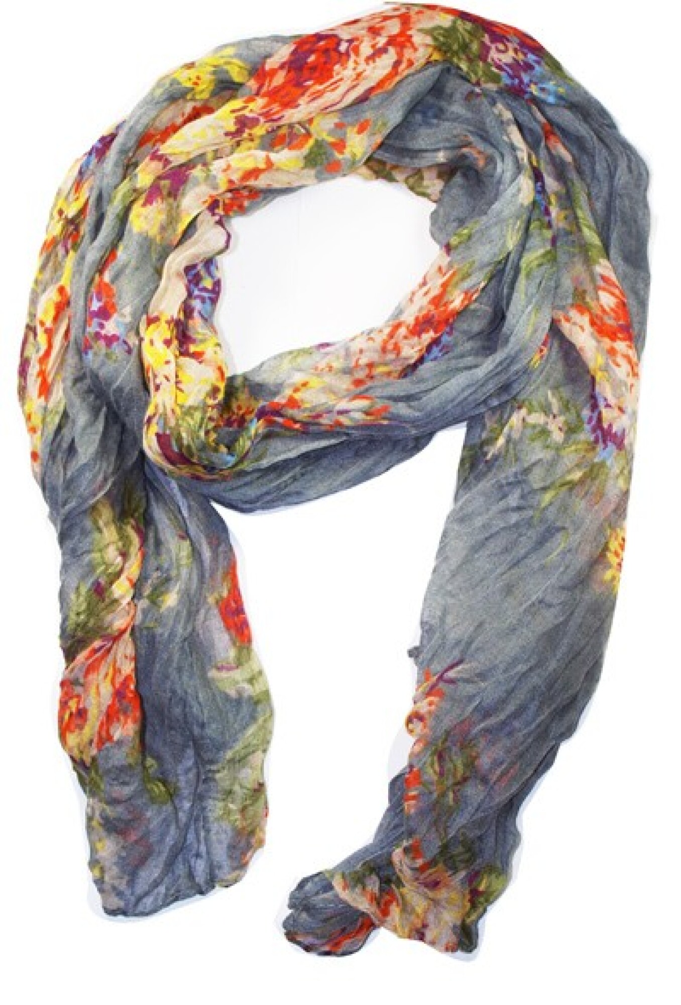 Foulard en coton, gris, orange, violet
