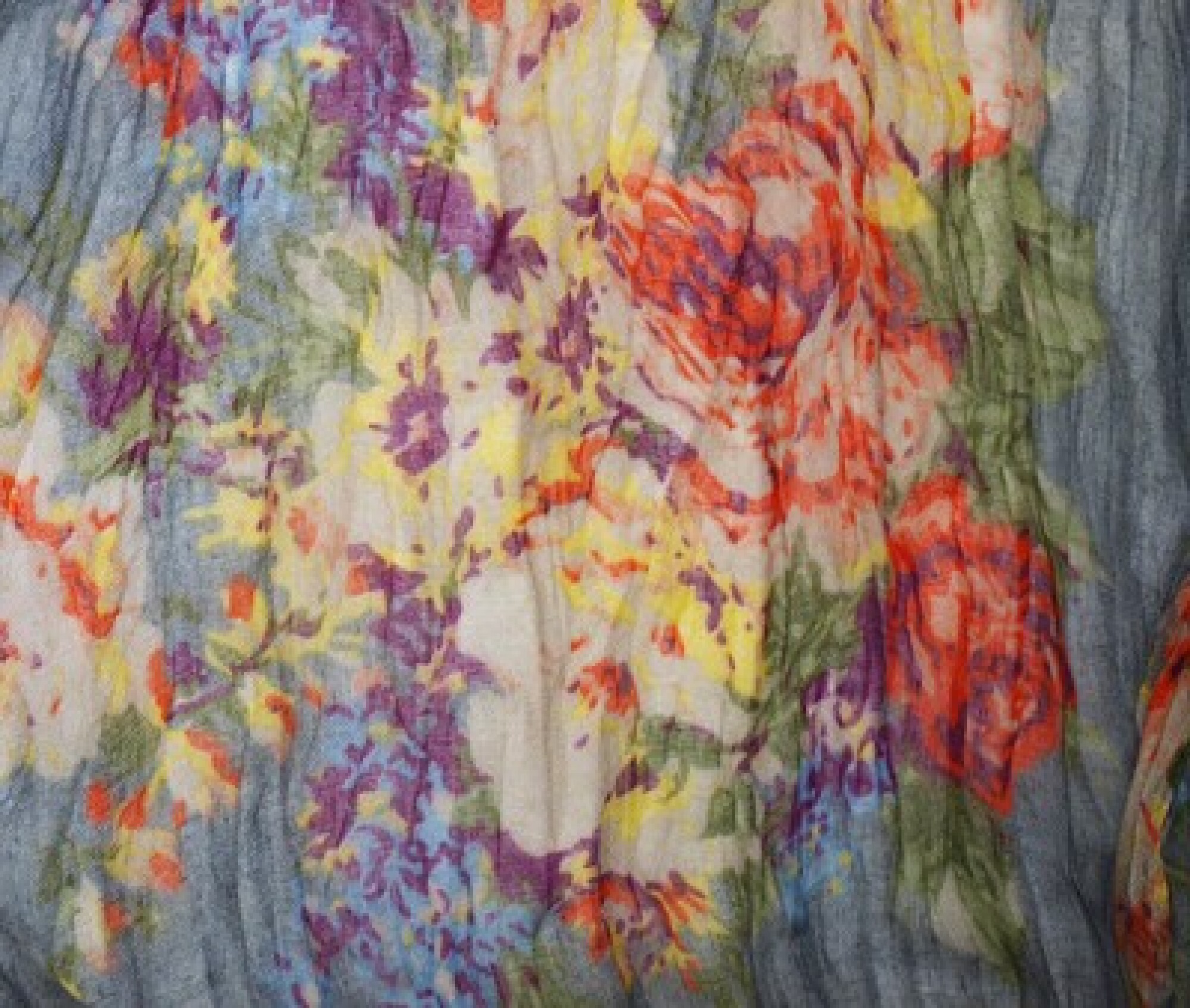 Foulard en coton, gris, orange, violet