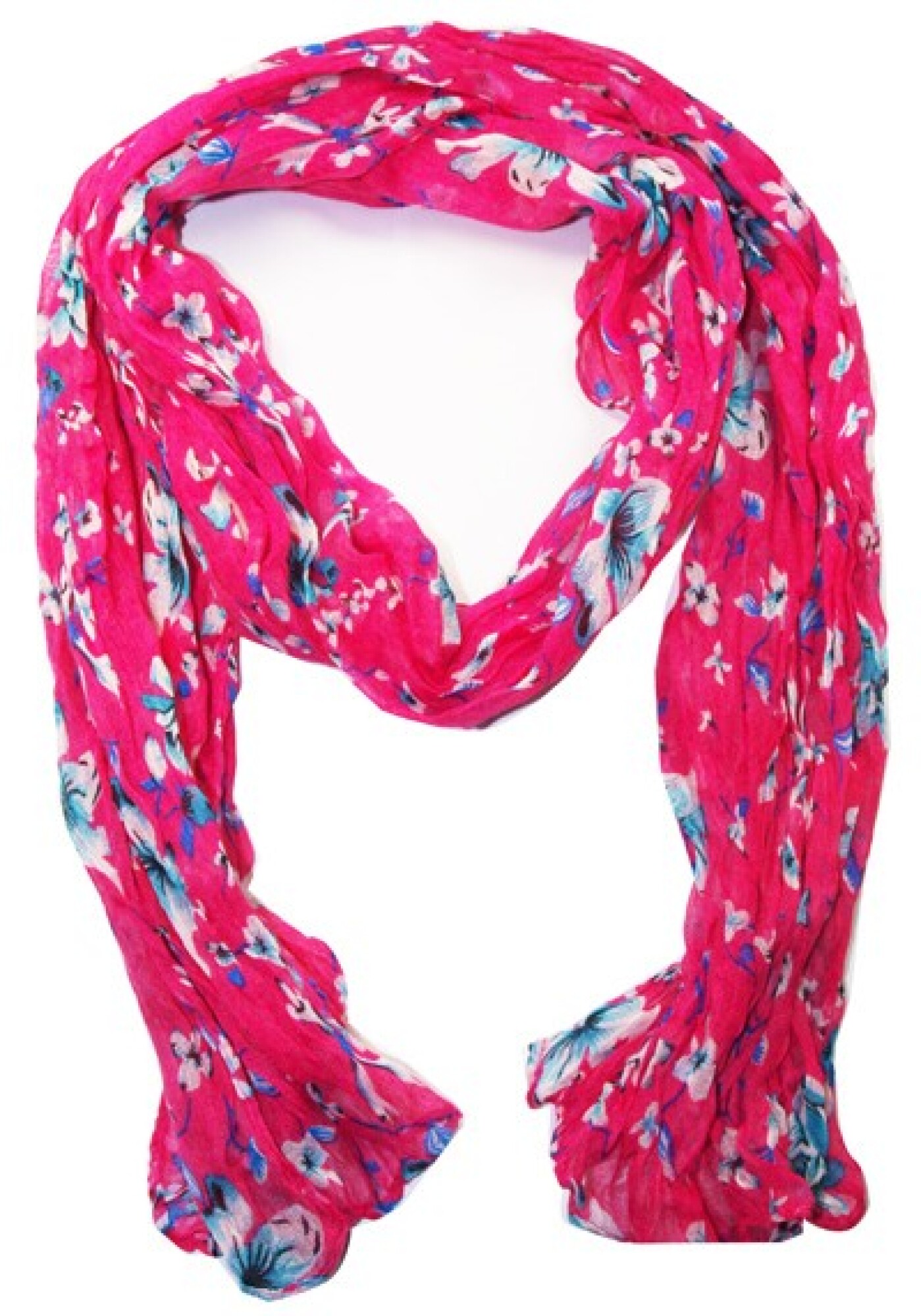 Foulard en coton rose et bleu