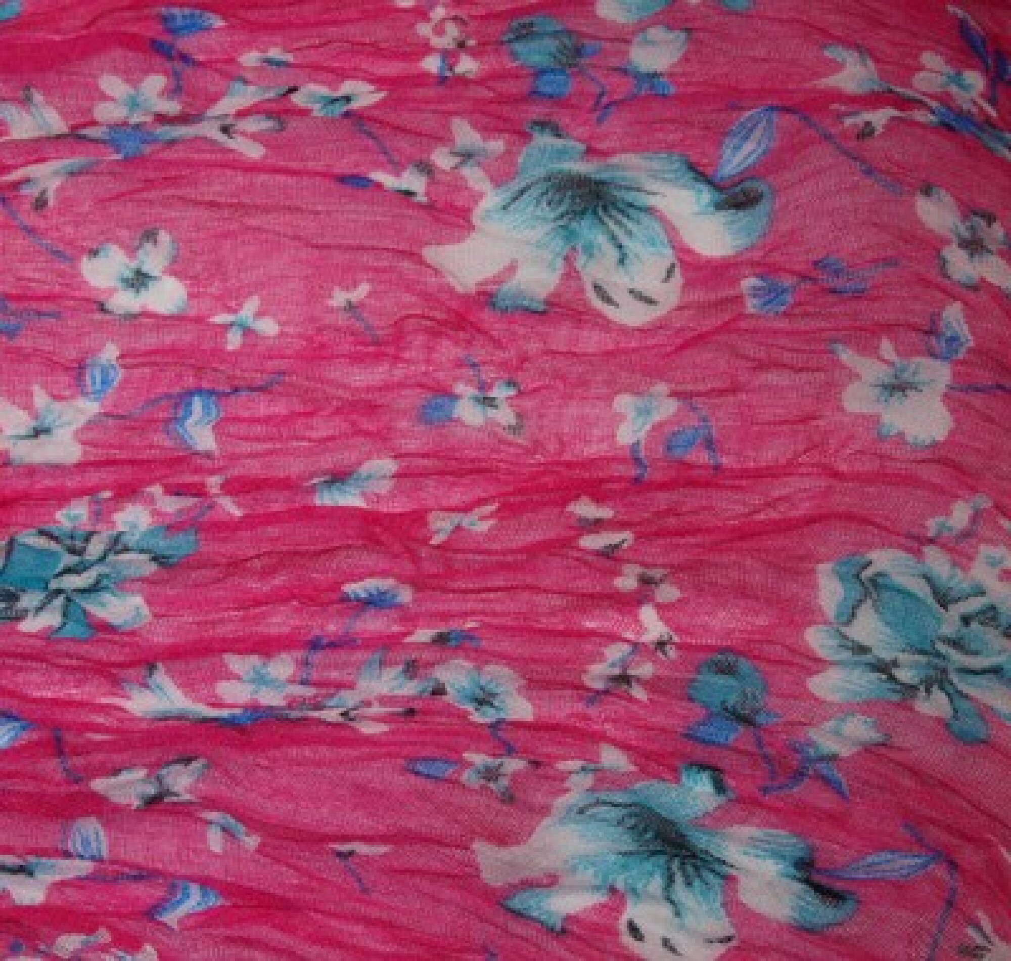 Foulard en coton rose et bleu