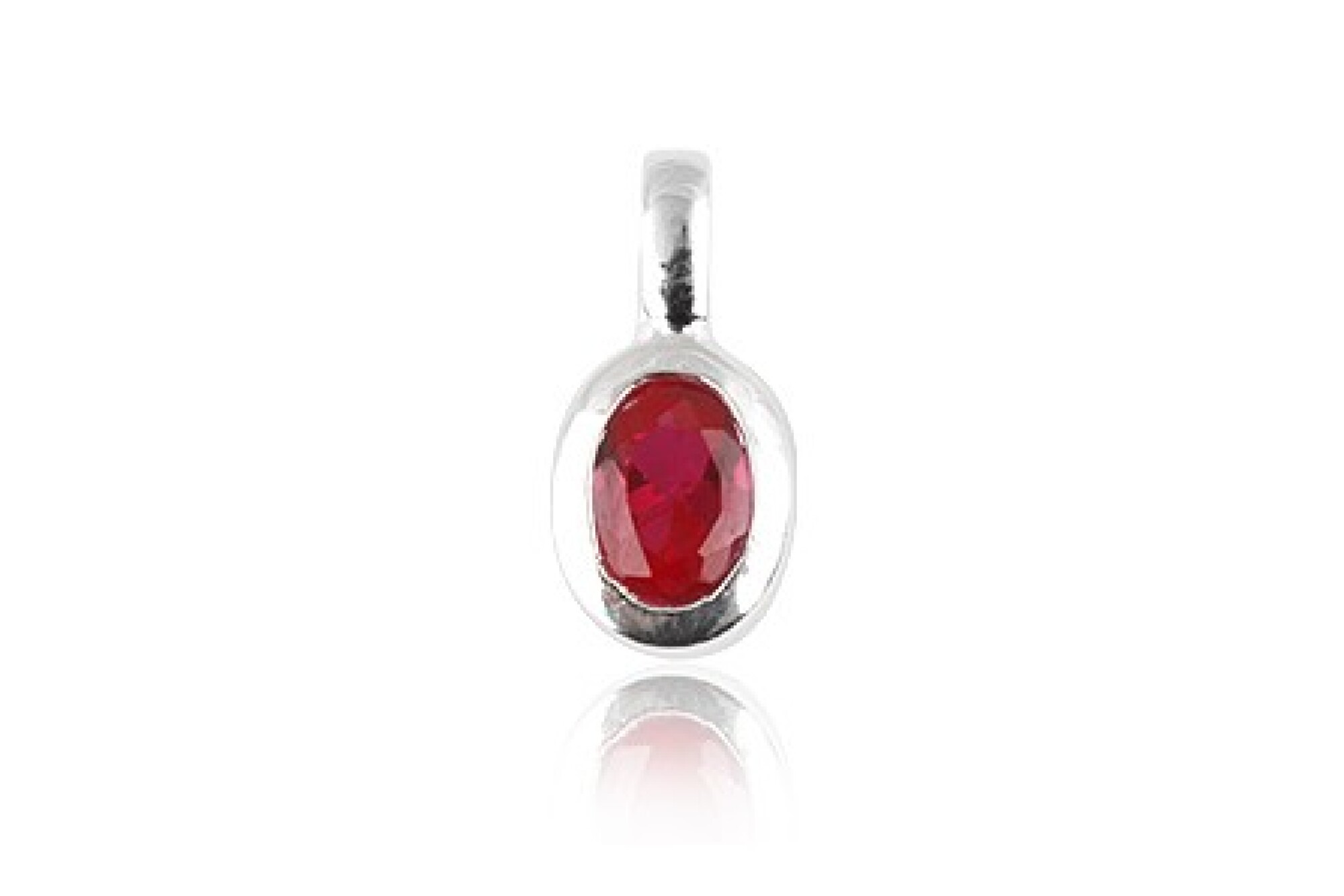 Pendentif en argent et cristal rouge facetté