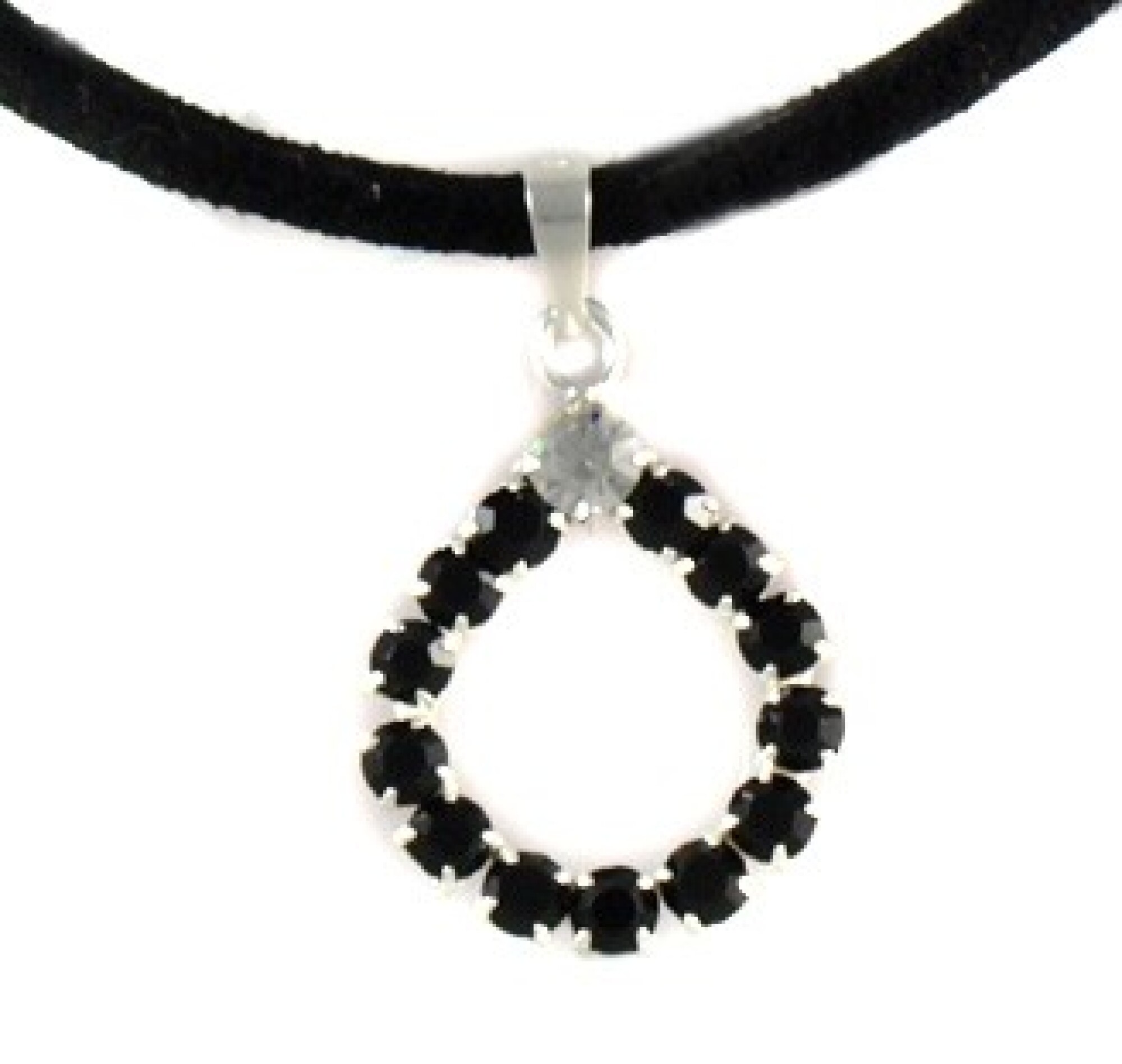 Pendentif en argent et strass noirs