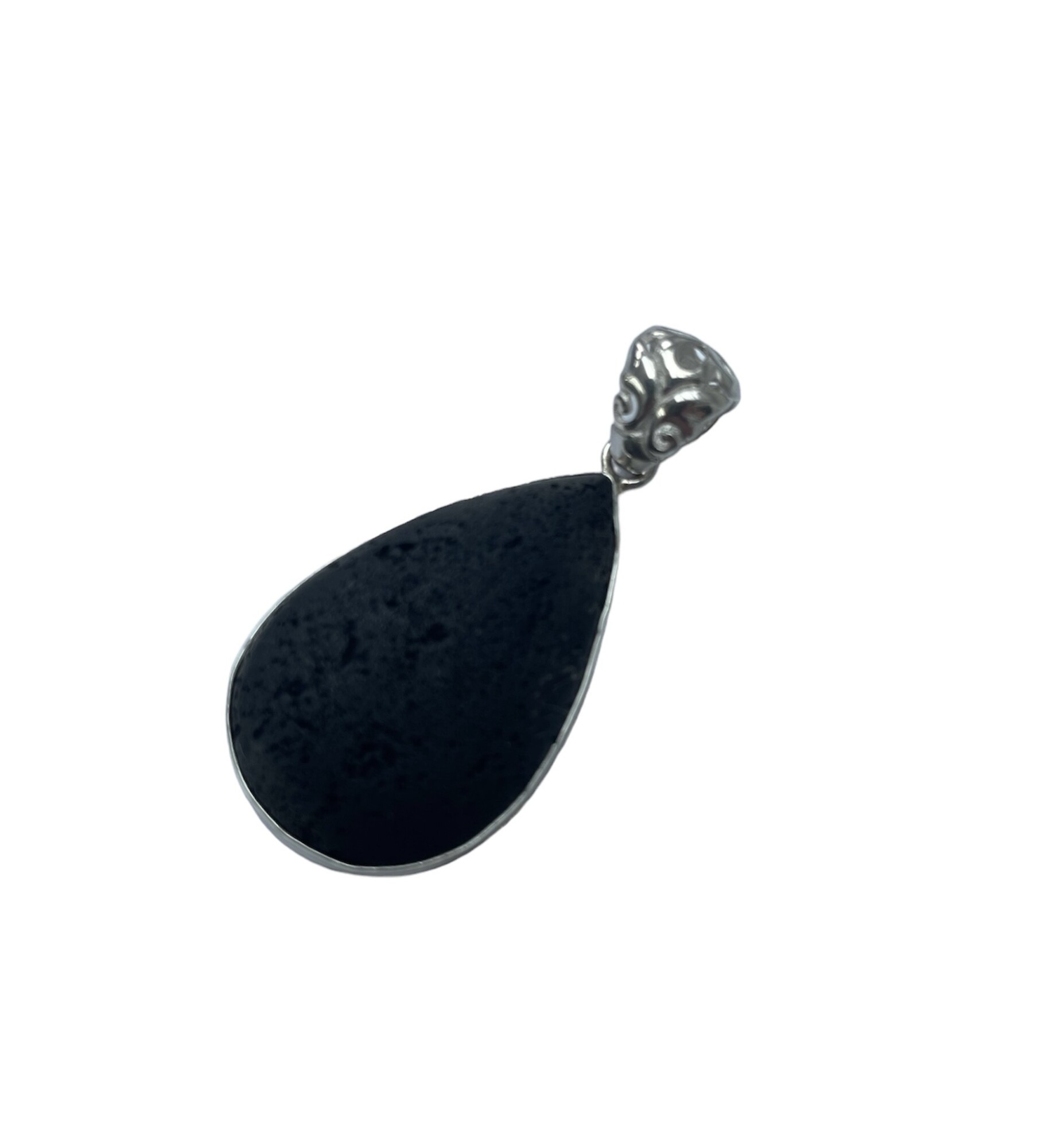 Pendentif forme goutte argent et lave