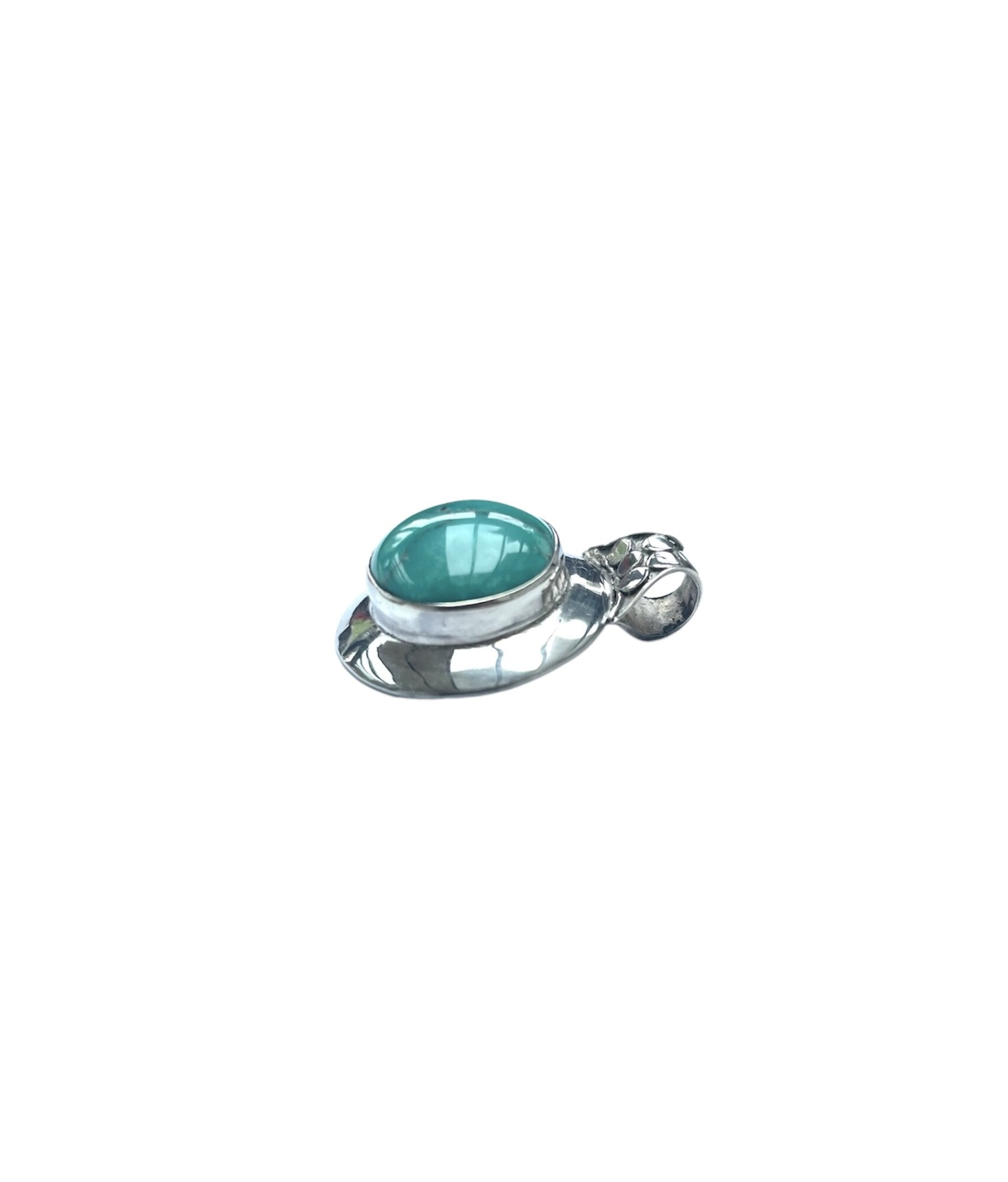 Pendentif rond argent turquoise