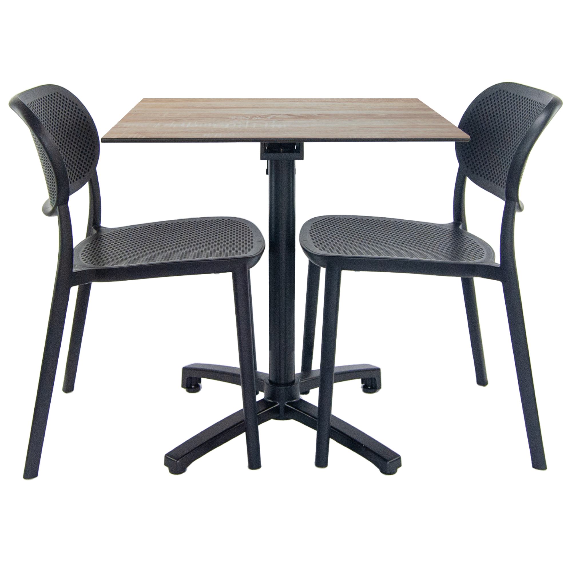 Lot de 1 table pliable bois clair + 2 chaises pour terrasse