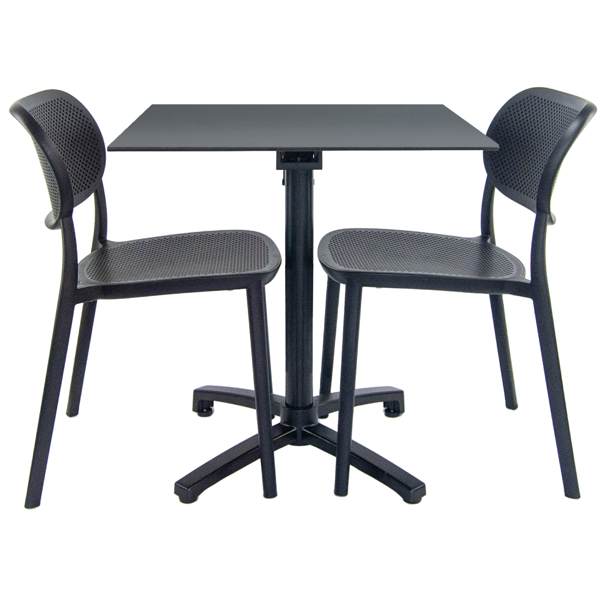 Lot de 1 table pliable gris anthracite + 2 chaises pour terrasse