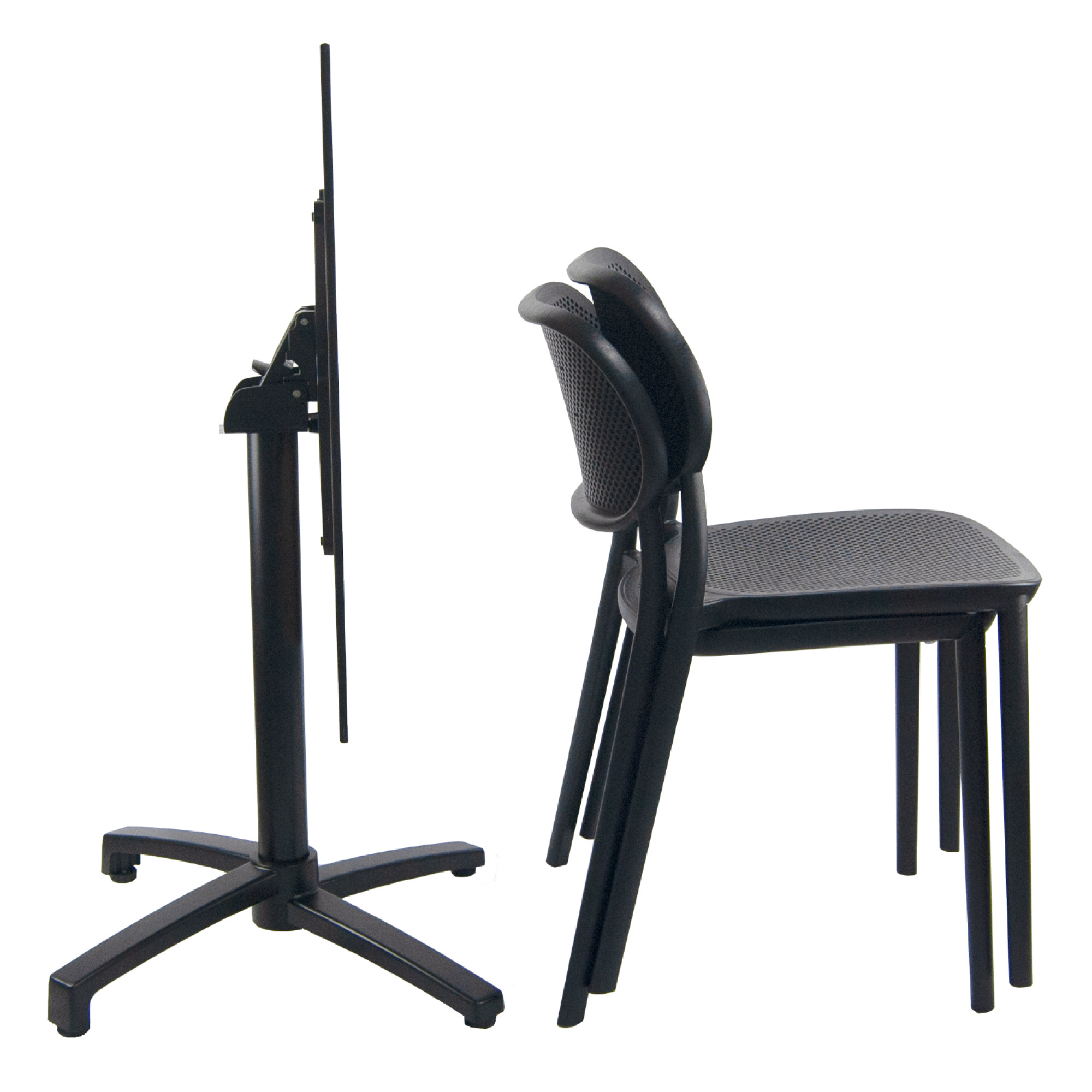 Lot de 1 table pliable terrazzo + 2 chaises pour terrasse