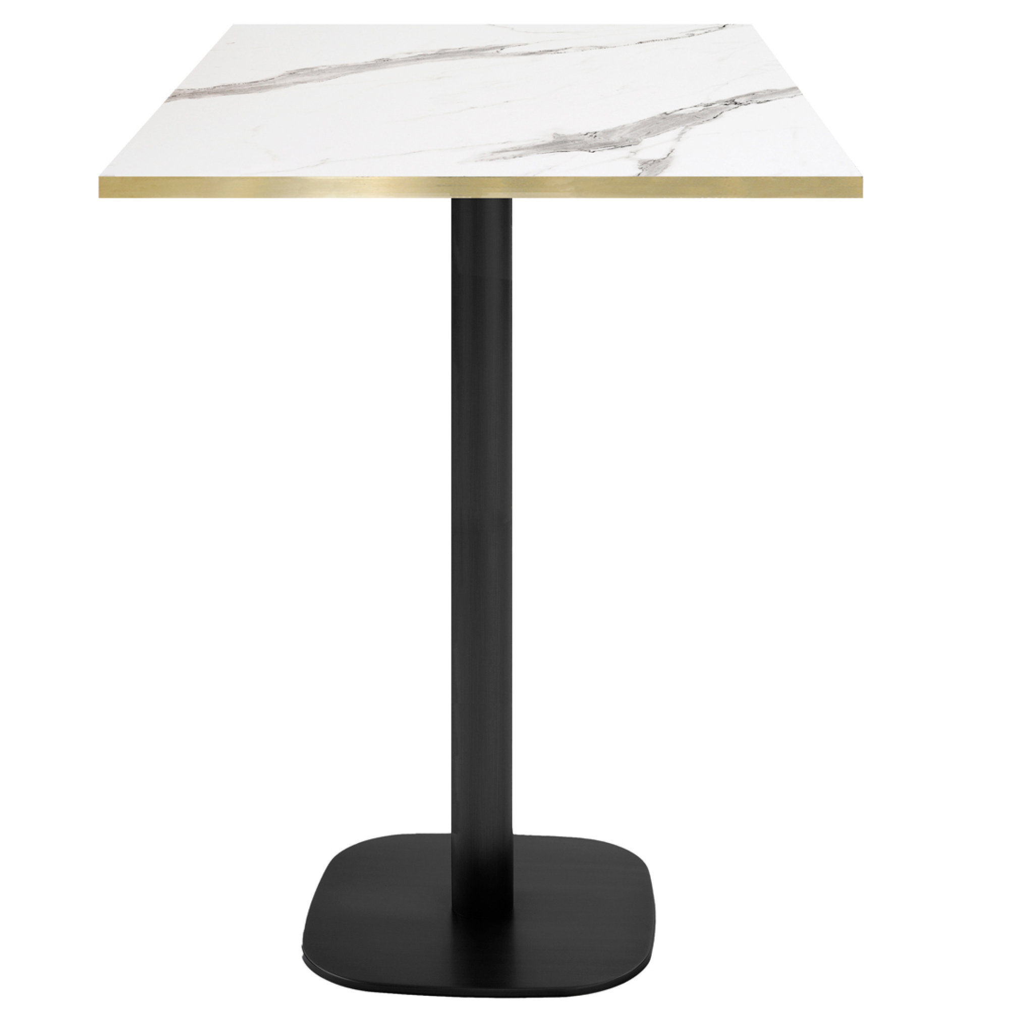 Mange-debout 60x60cm - modèle Round marbre blanc chants laiton