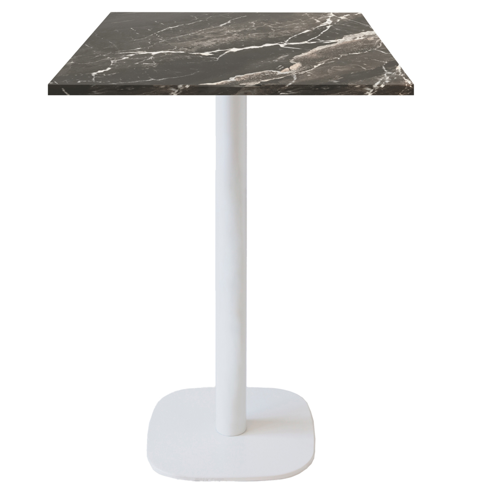 Mange-debout 60x60cm - modèle Round pied blanc marbre royal