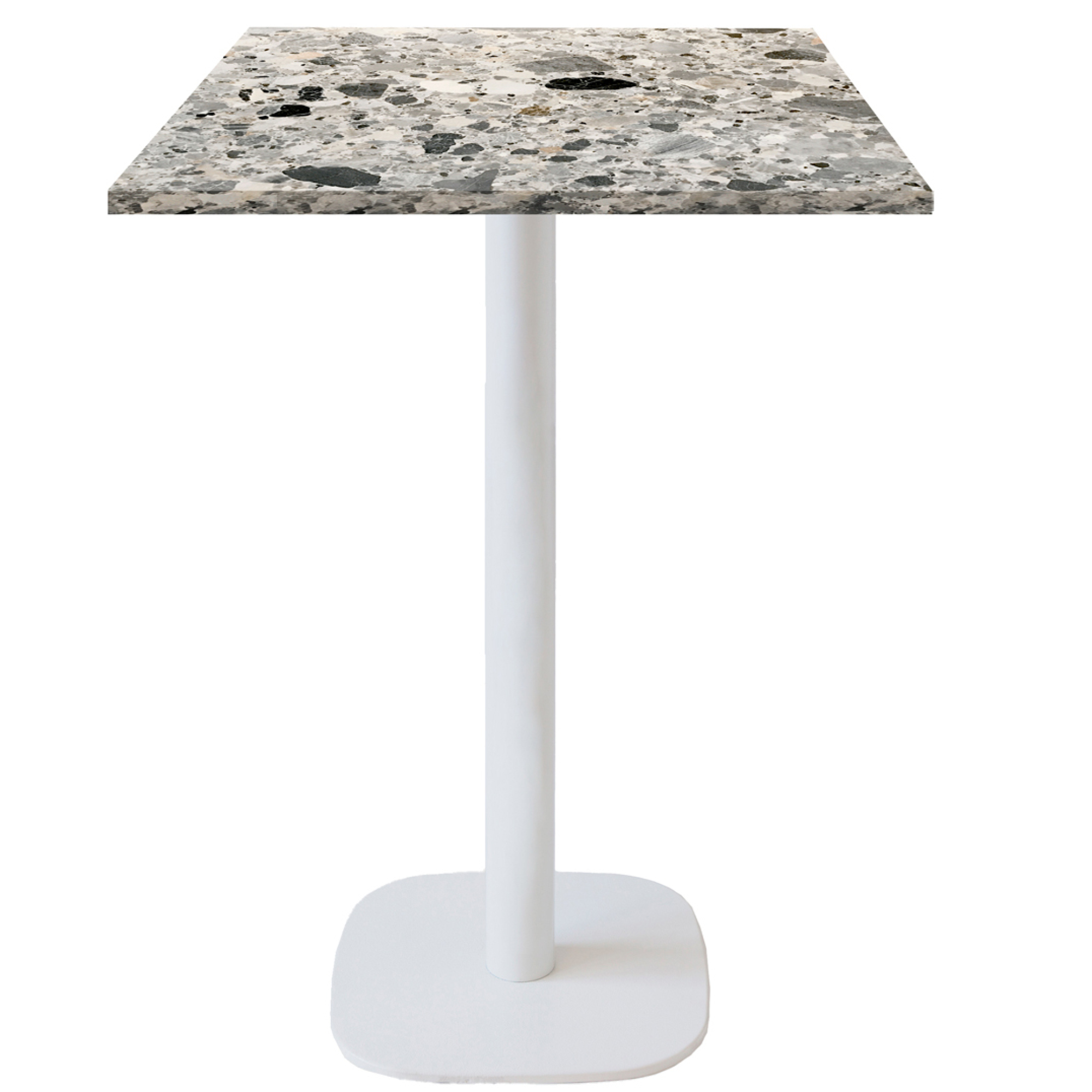 Mange-debout 60x60cm - modèle Round pied blanc terrazzo cepp