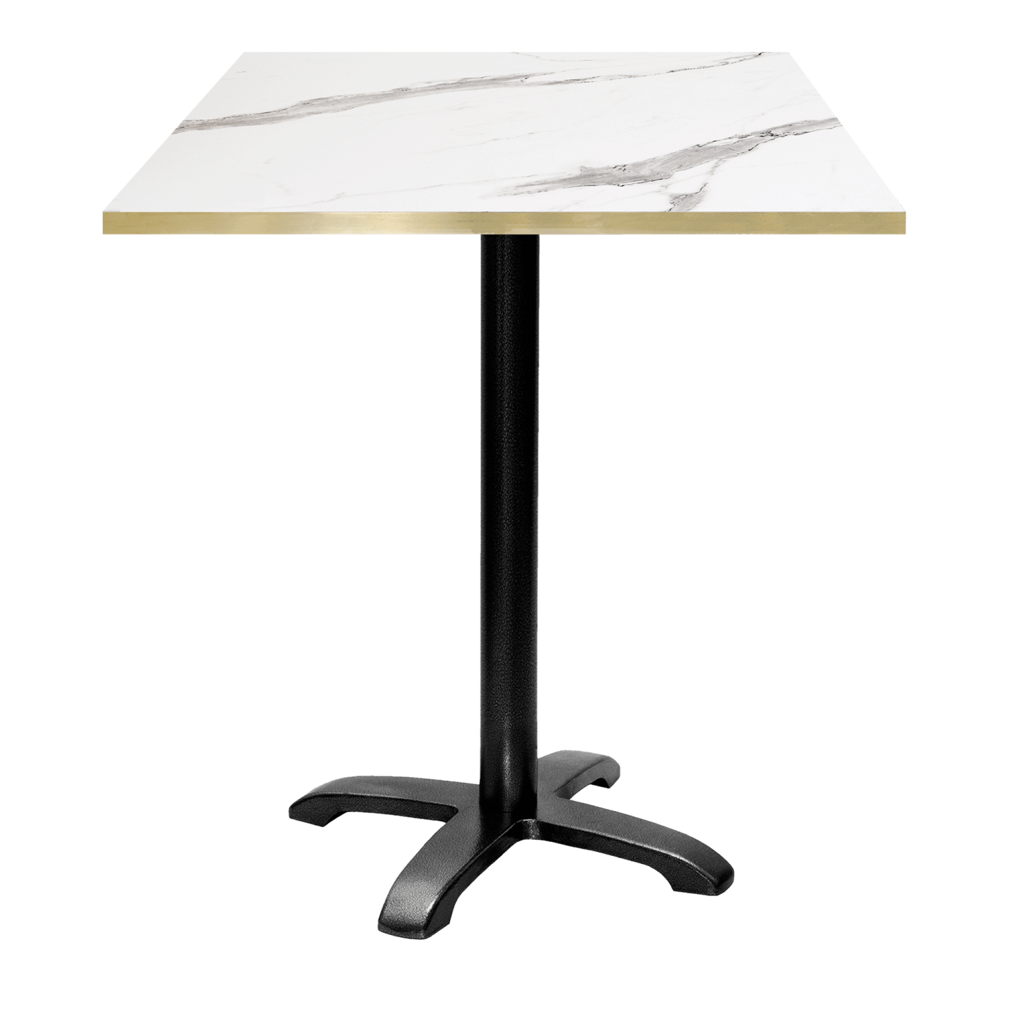 Mange-debout 70x70cm - modèle Bazila marbre blanc chants laiton