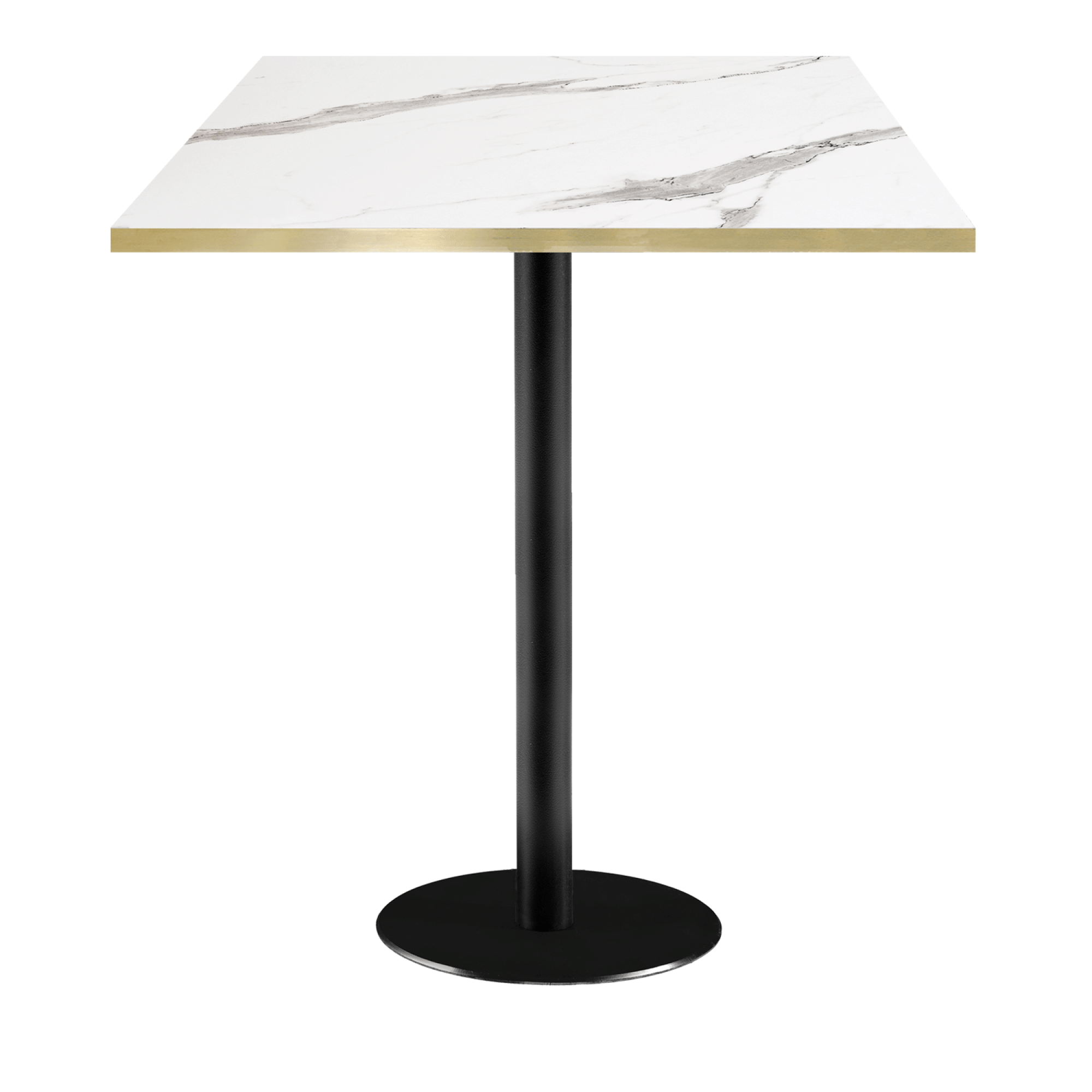 Mange-debout 70x70cm - modèle Rome marbre blanc chants laiton