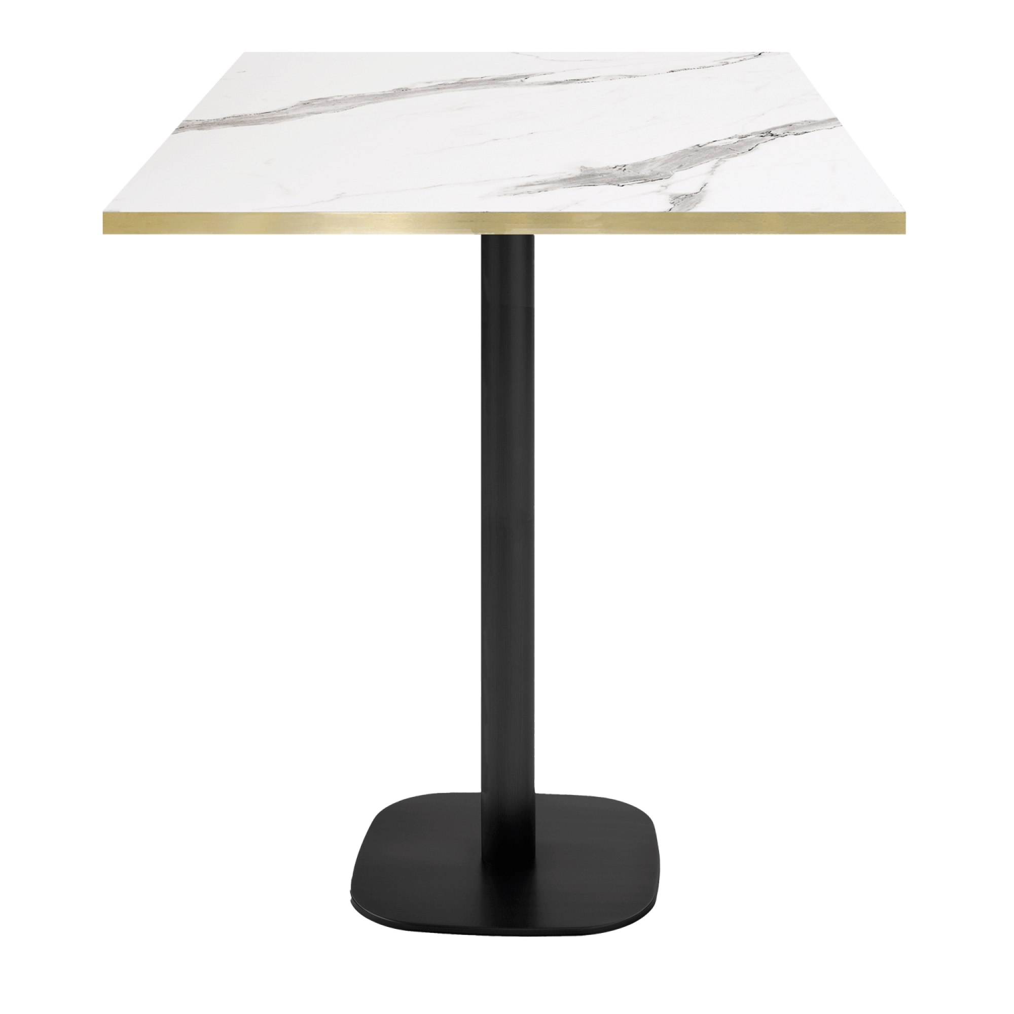 Mange-debout 70x70cm - modèle Round marbre blanc chants laiton