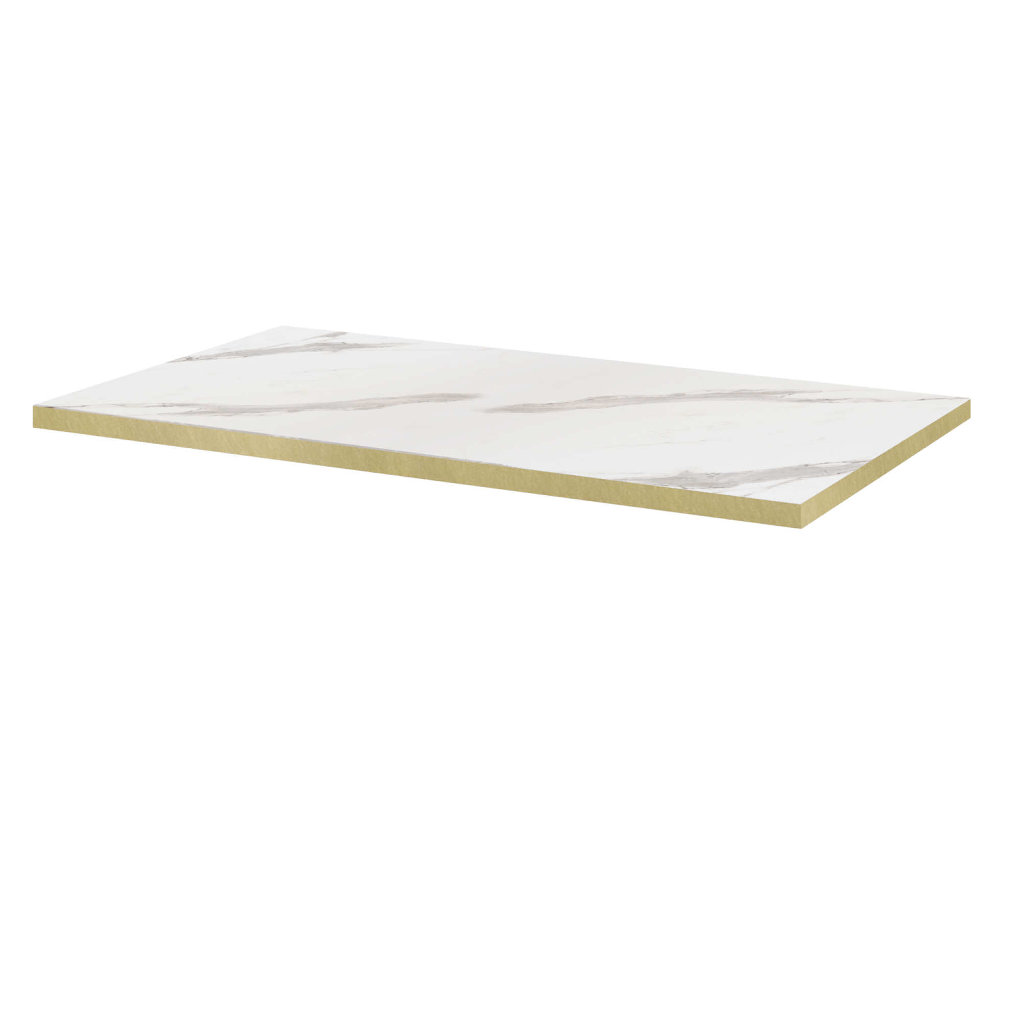 Plateau 110x70 decor marbre blanc chants laiton