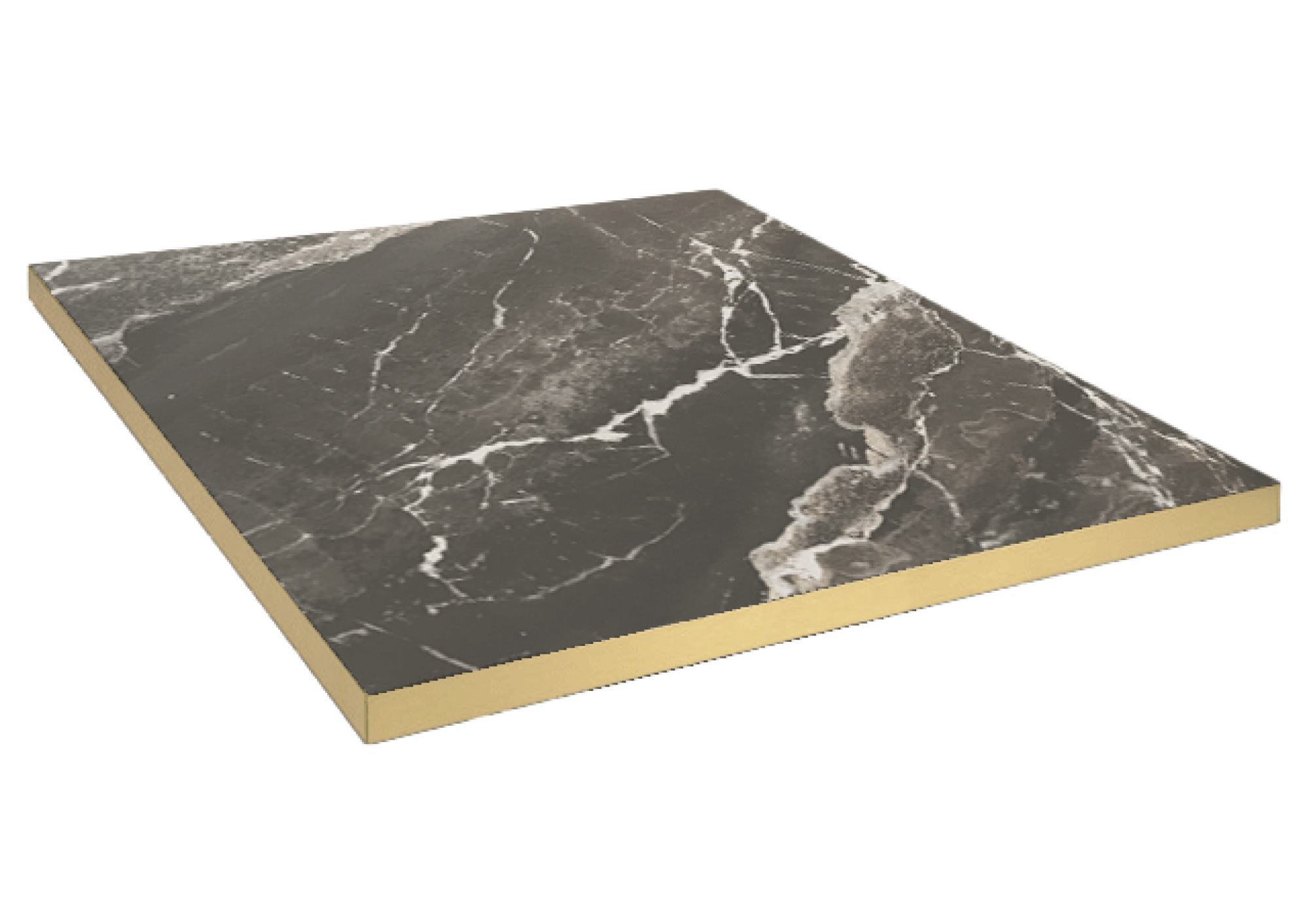 Plateau 70x70 decor marbre royal chants laiton