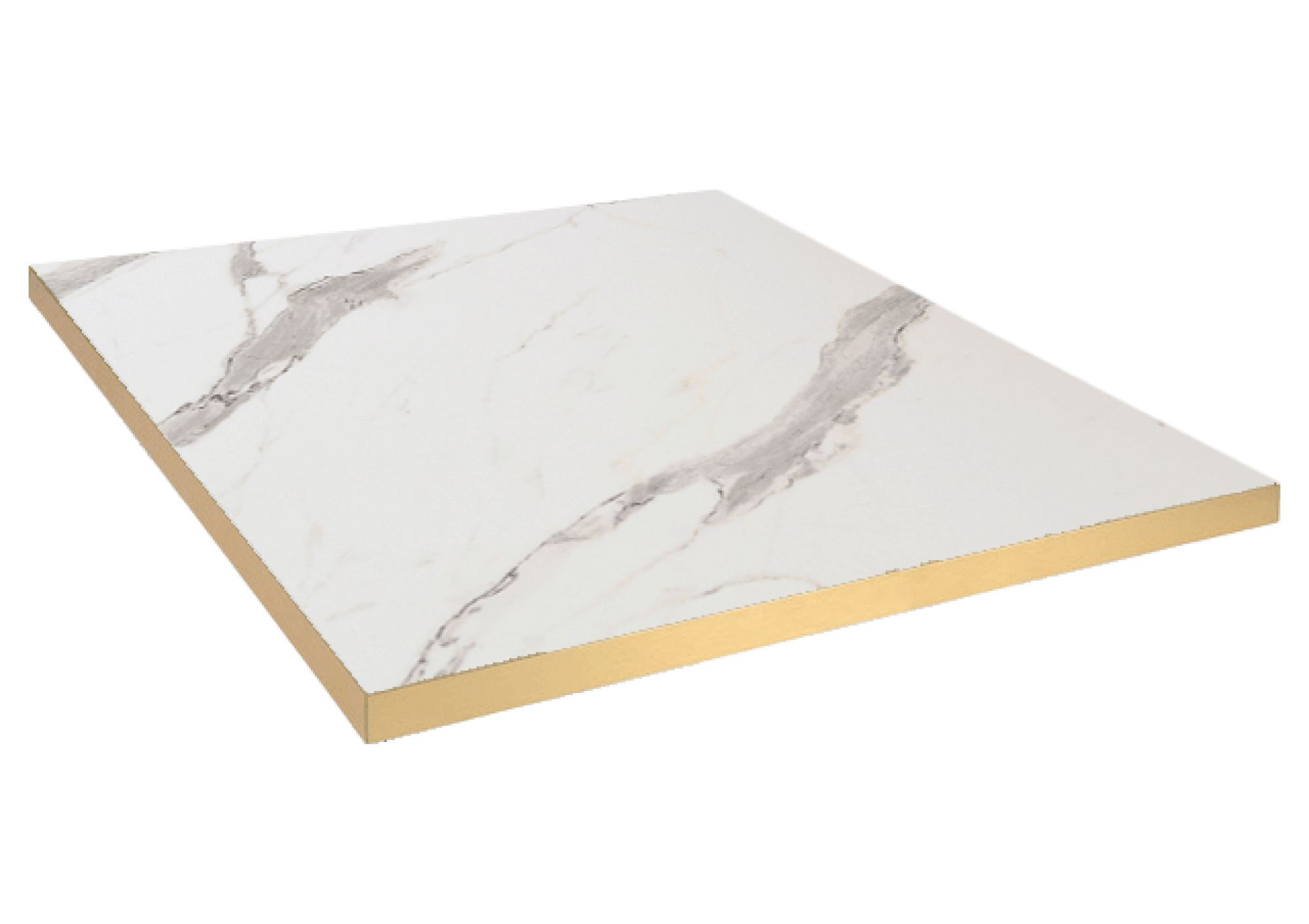 Plateau 90x90 decor marbre blanc chants laiton