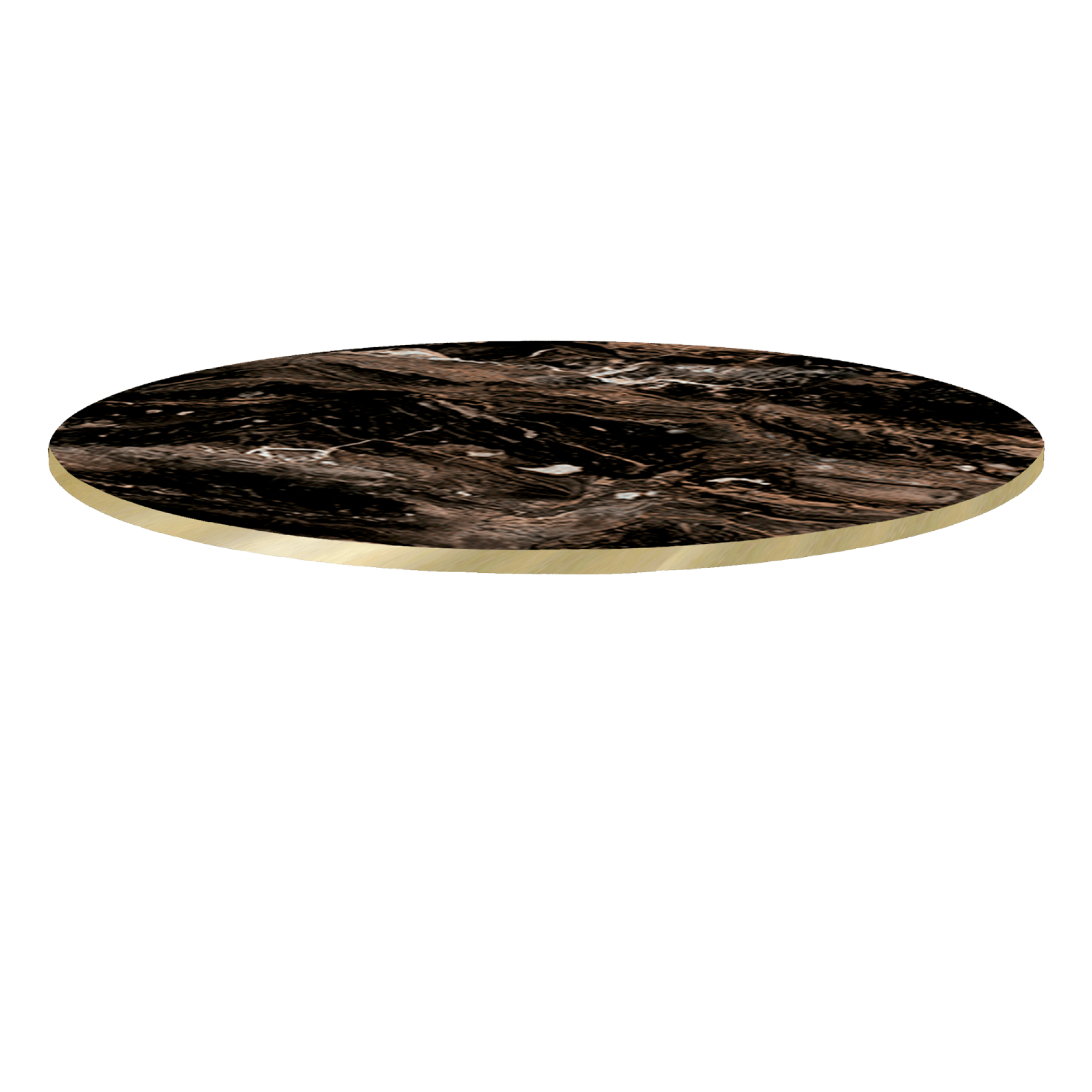 Plateau Ø90 decor marbre capuccino chants laiton