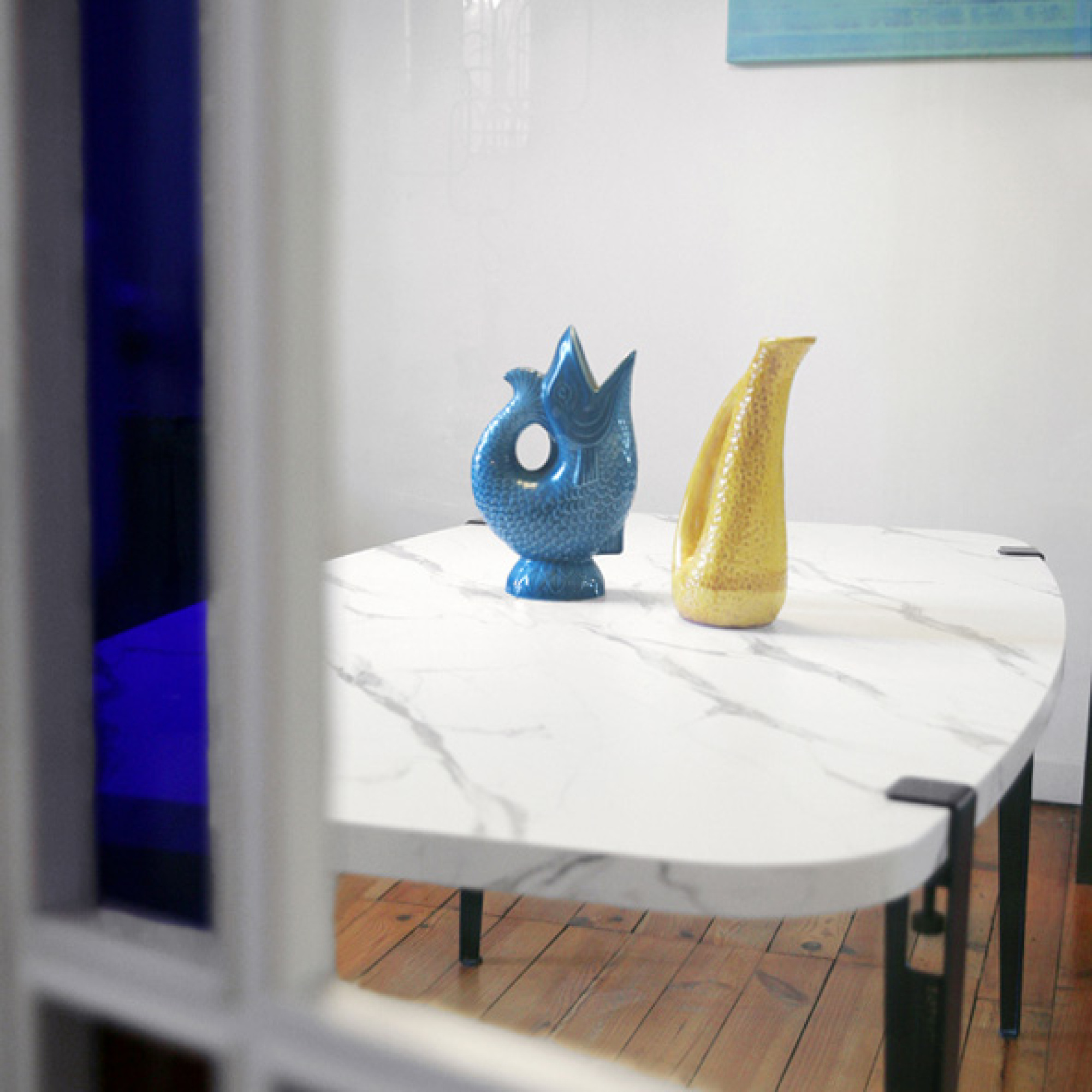 Table 120x70cm - modèle Bazila marbre blanc