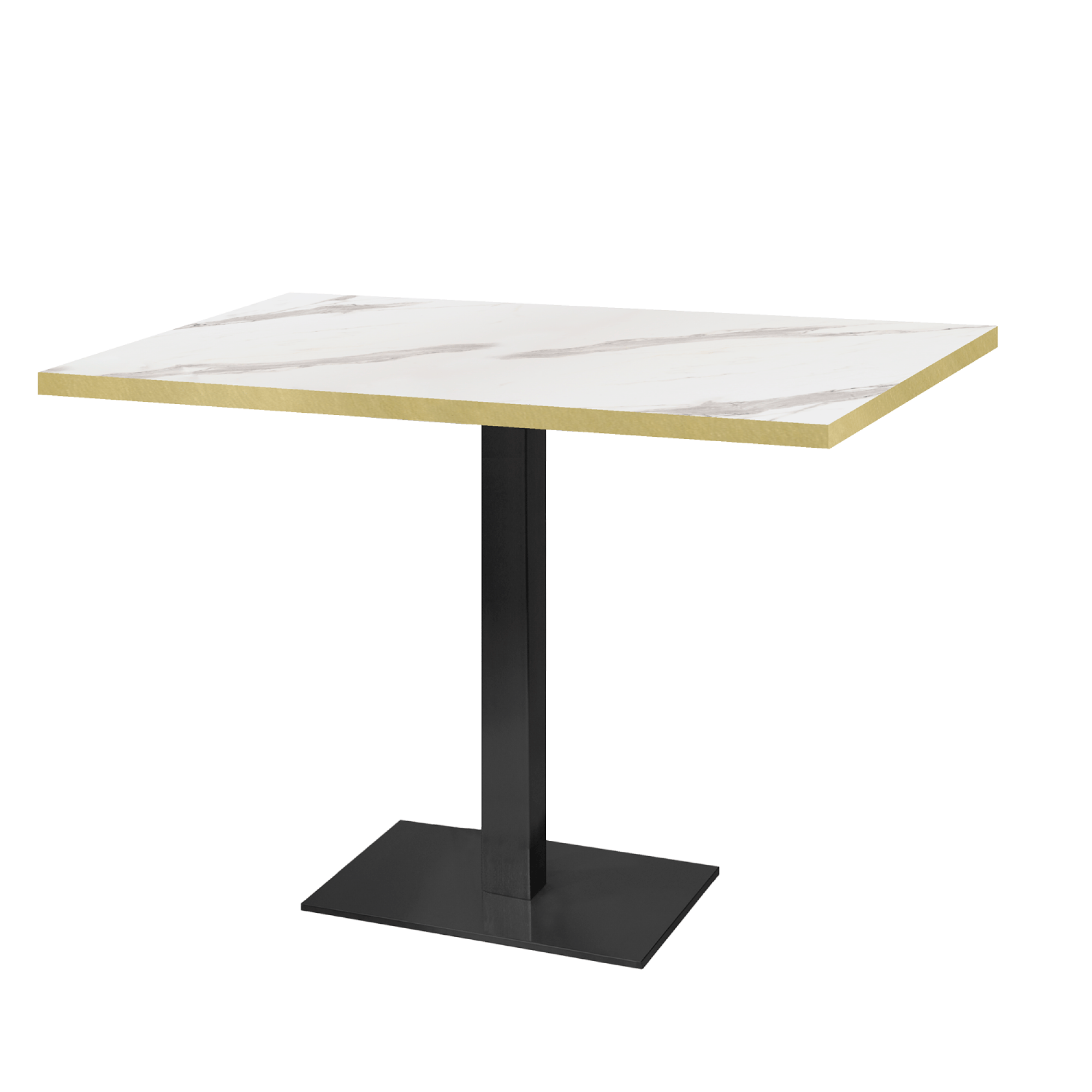 Table 120x70cm - modèle Milan marbre blanc chants laiton