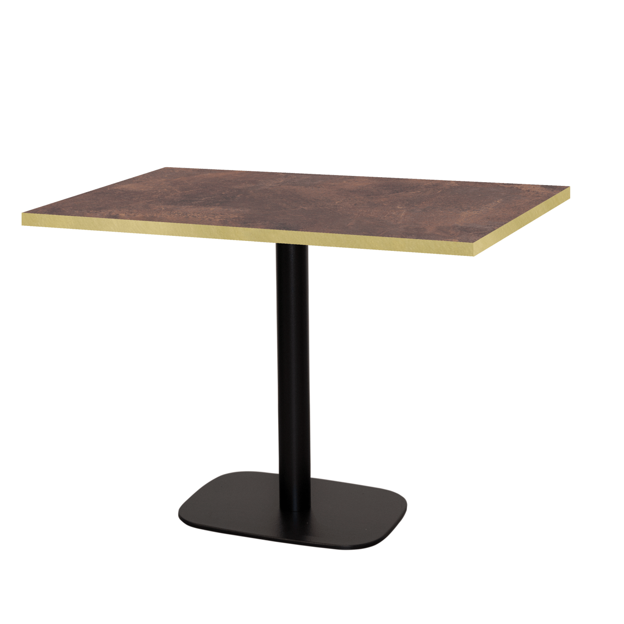 Table 120x70cm - modèle Round rouille roc chants laiton