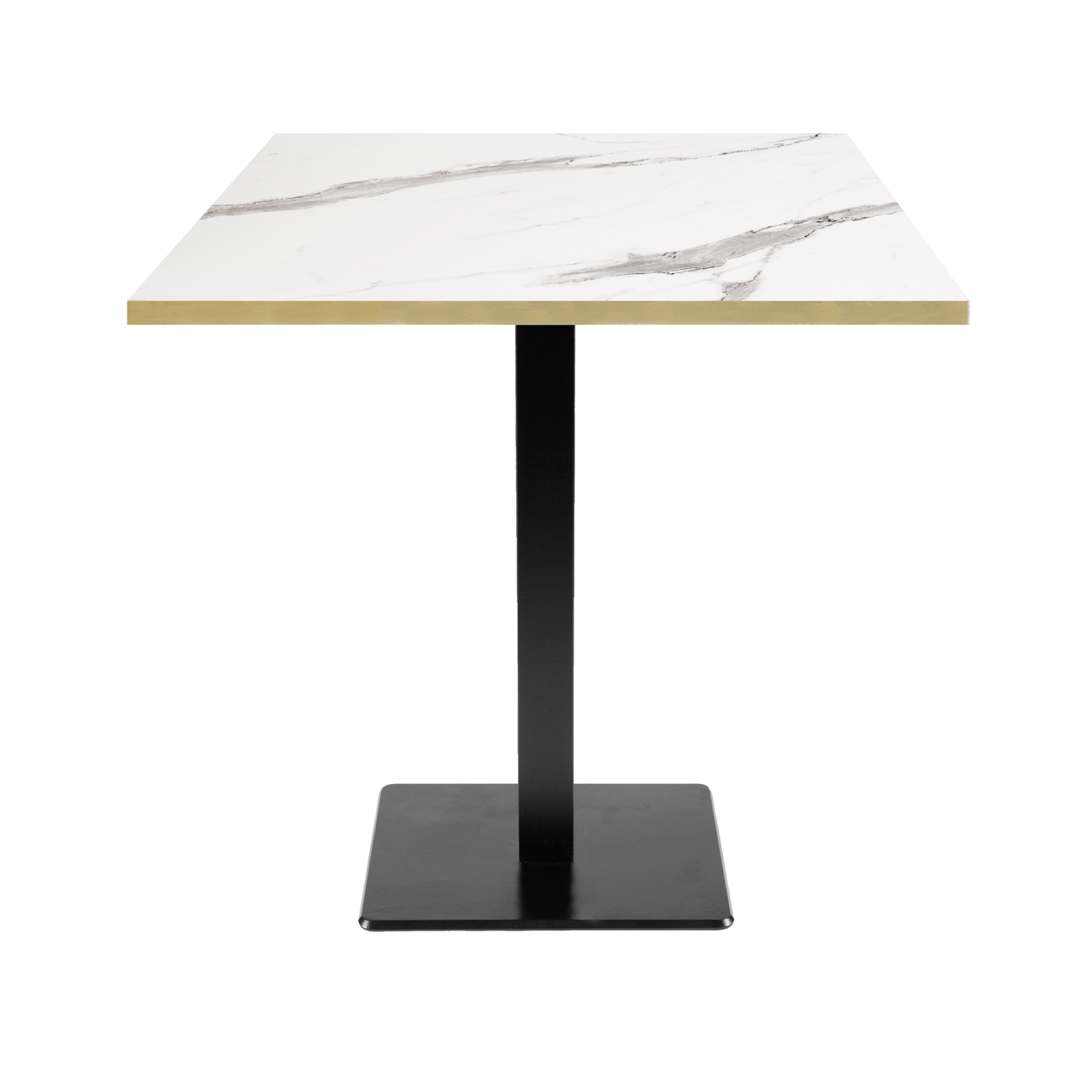 Table 70x70cm - modèle Milan marbre blanc chants laiton