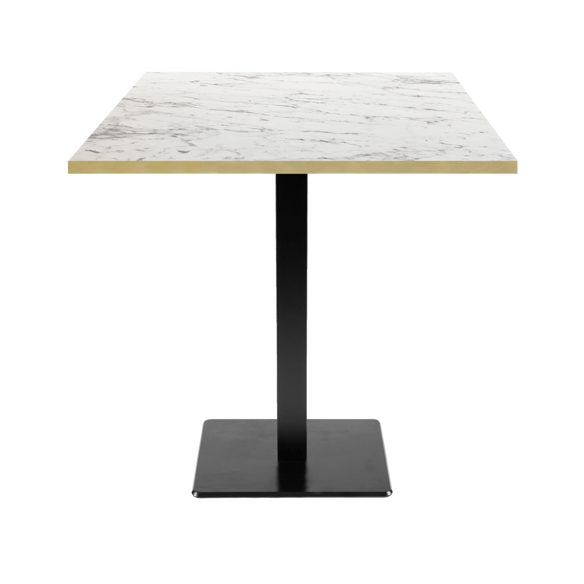 Table 70x70cm - modèle Milan marbre calacatta chants laiton