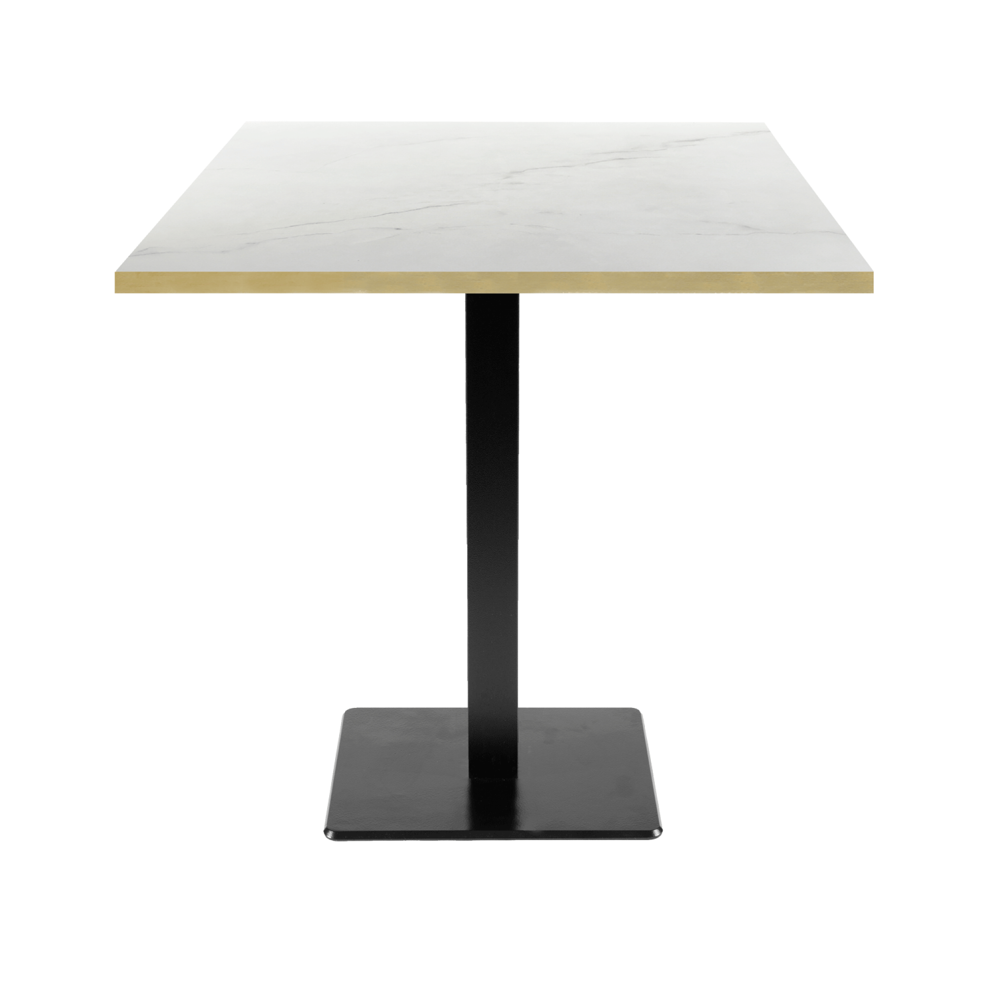 Table 70x70cm - modèle Milan marbre paros chants laiton