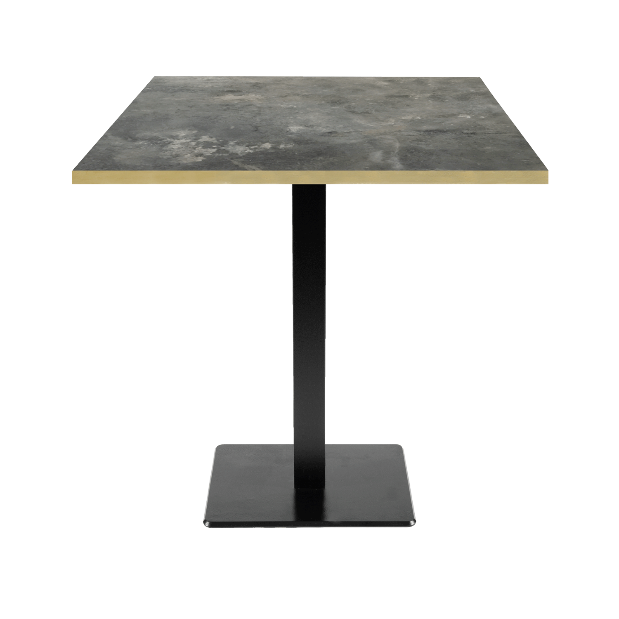 Table 70x70cm - modèle Milan pierre métallisée chants laiton