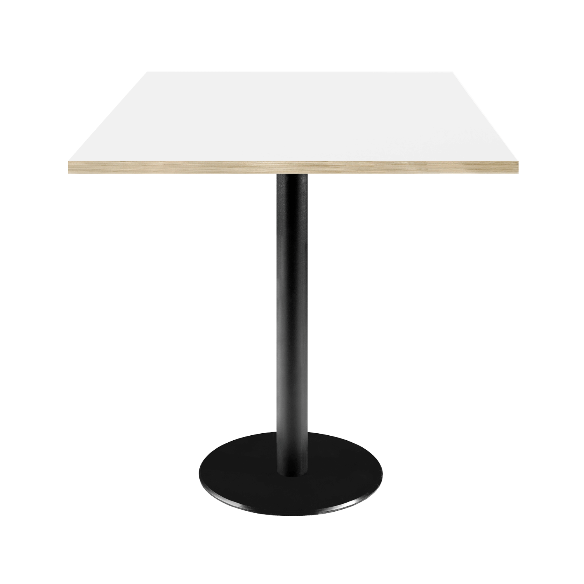 Table 70x70cm - modèle Rome blanc avec chants bois