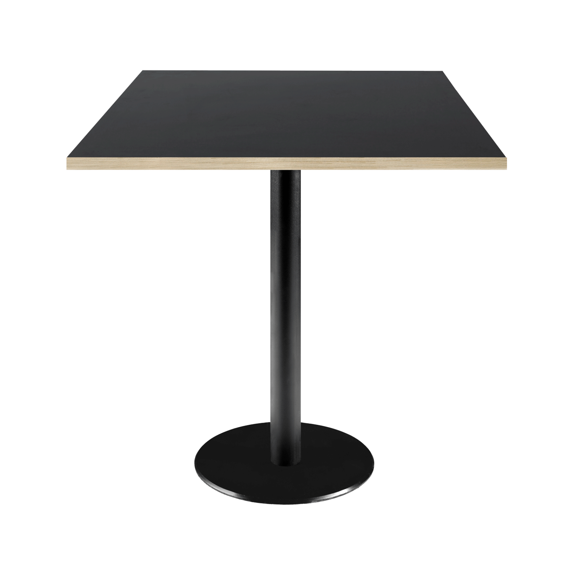 Table 70x70cm - modèle Rome noir avec chants bois