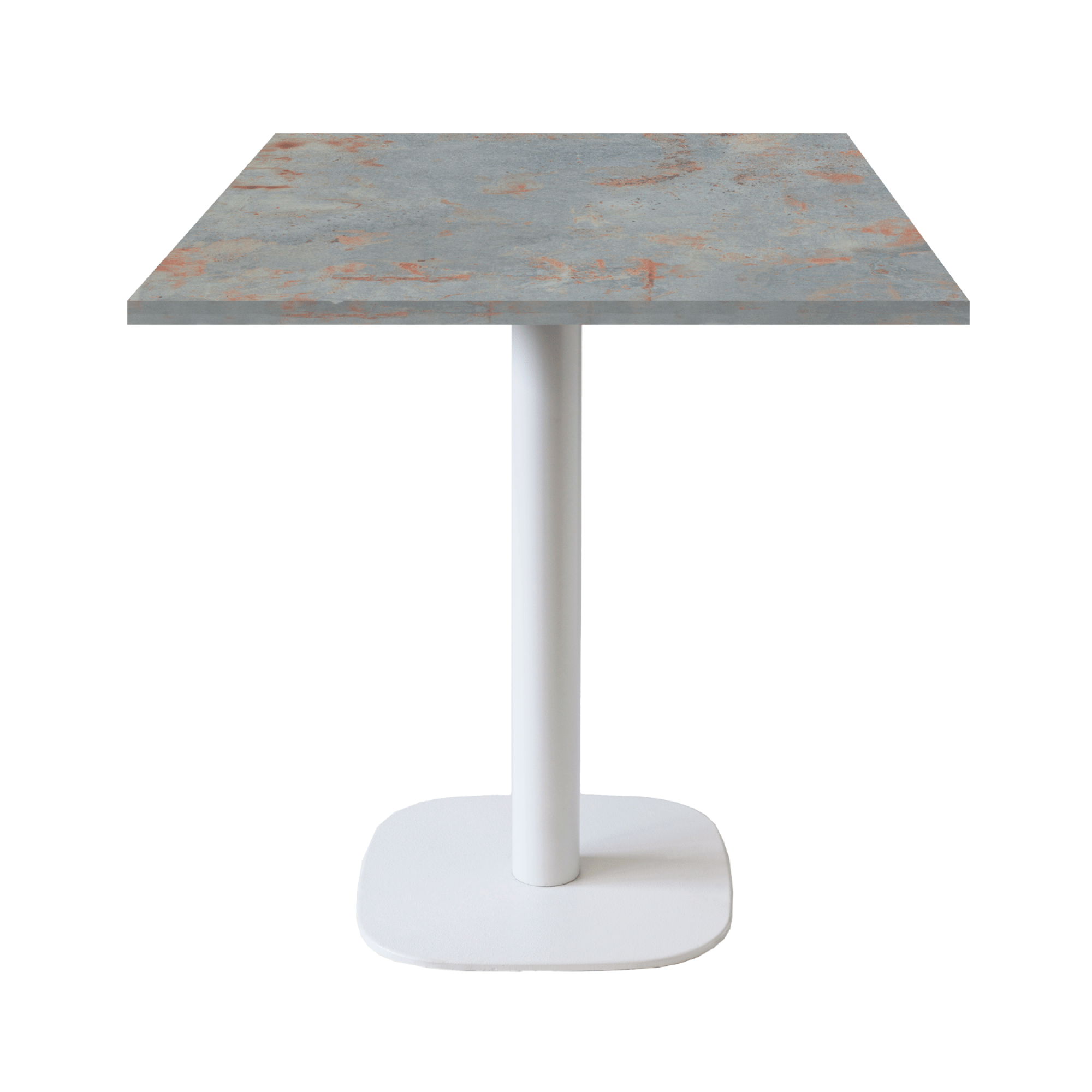 Table 70x70cm - modèle Round pied blanc gris rouille