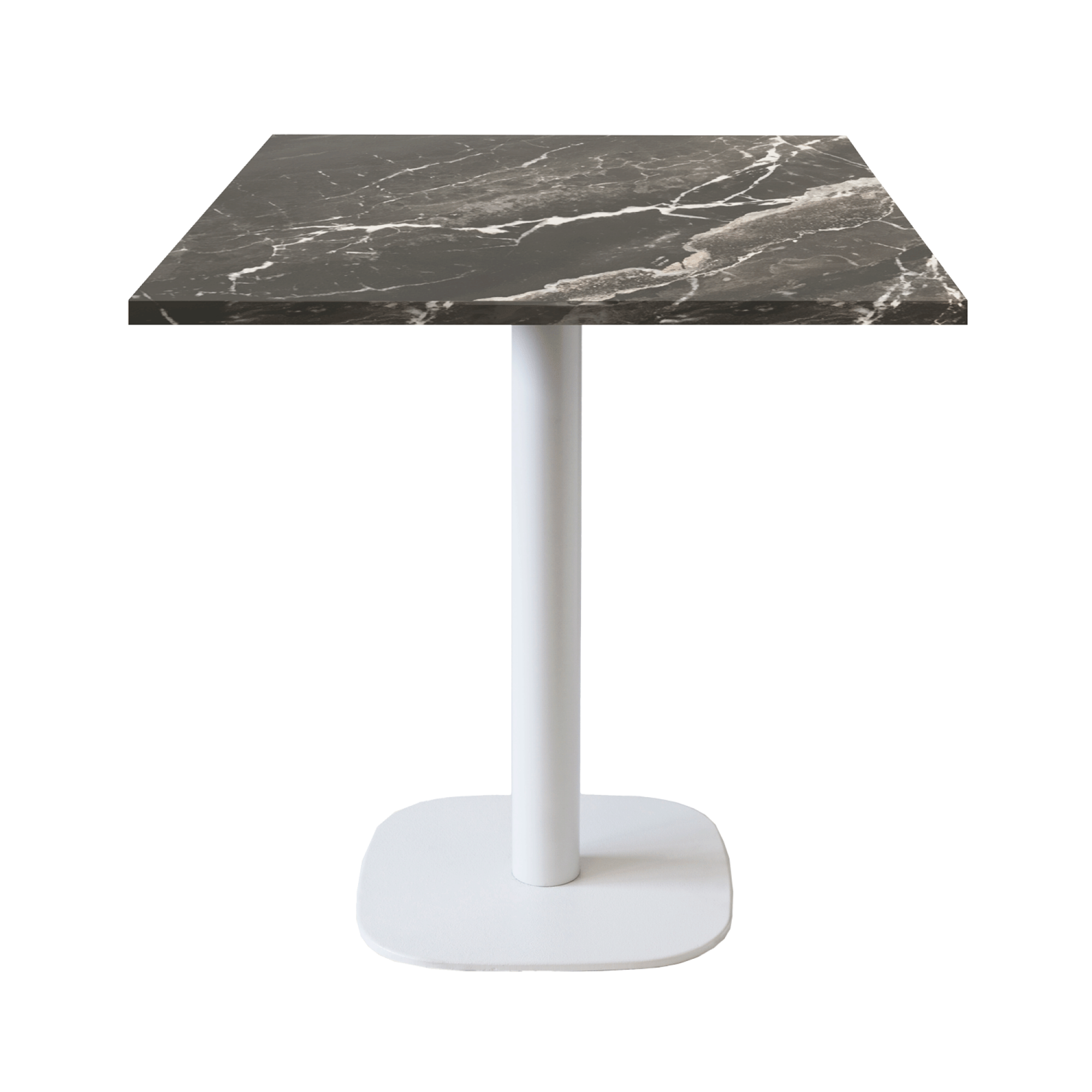 Table 70x70cm - modèle Round pied blanc marbre royal