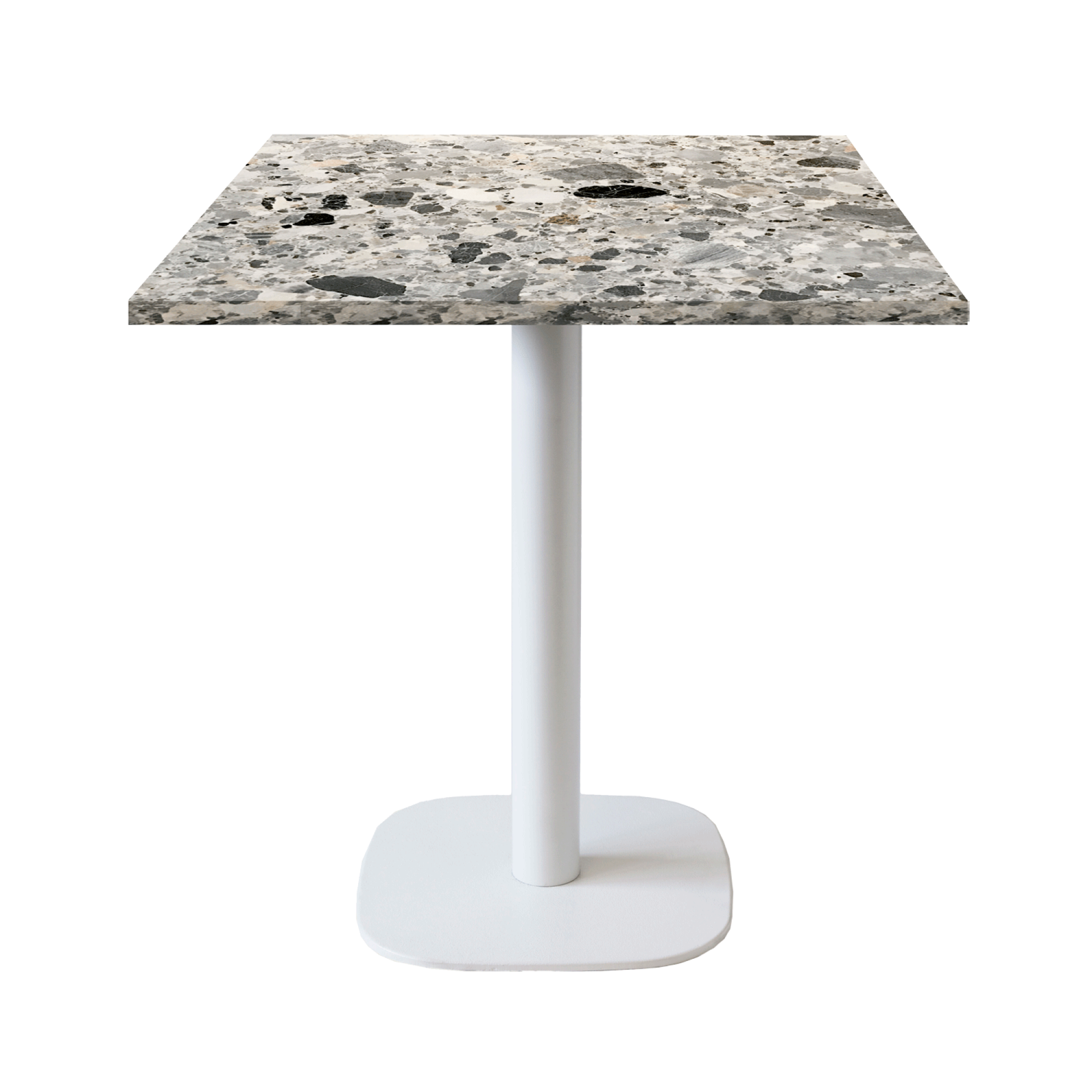 Table 70x70cm - modèle Round pied blanc terrazzo cepp