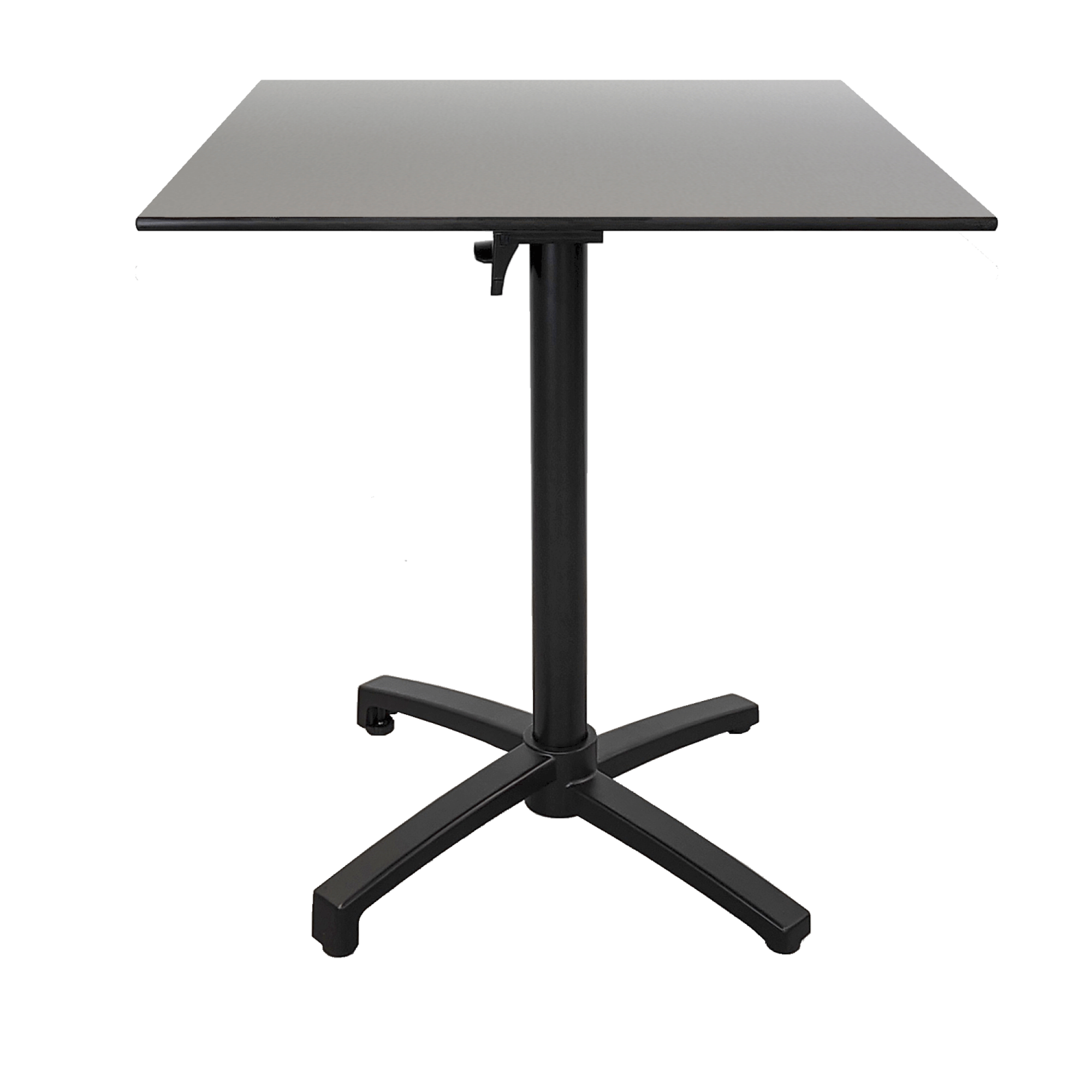 Table h90cm, pliable pour terrasse en Compact HPL décor gris métal 70x70