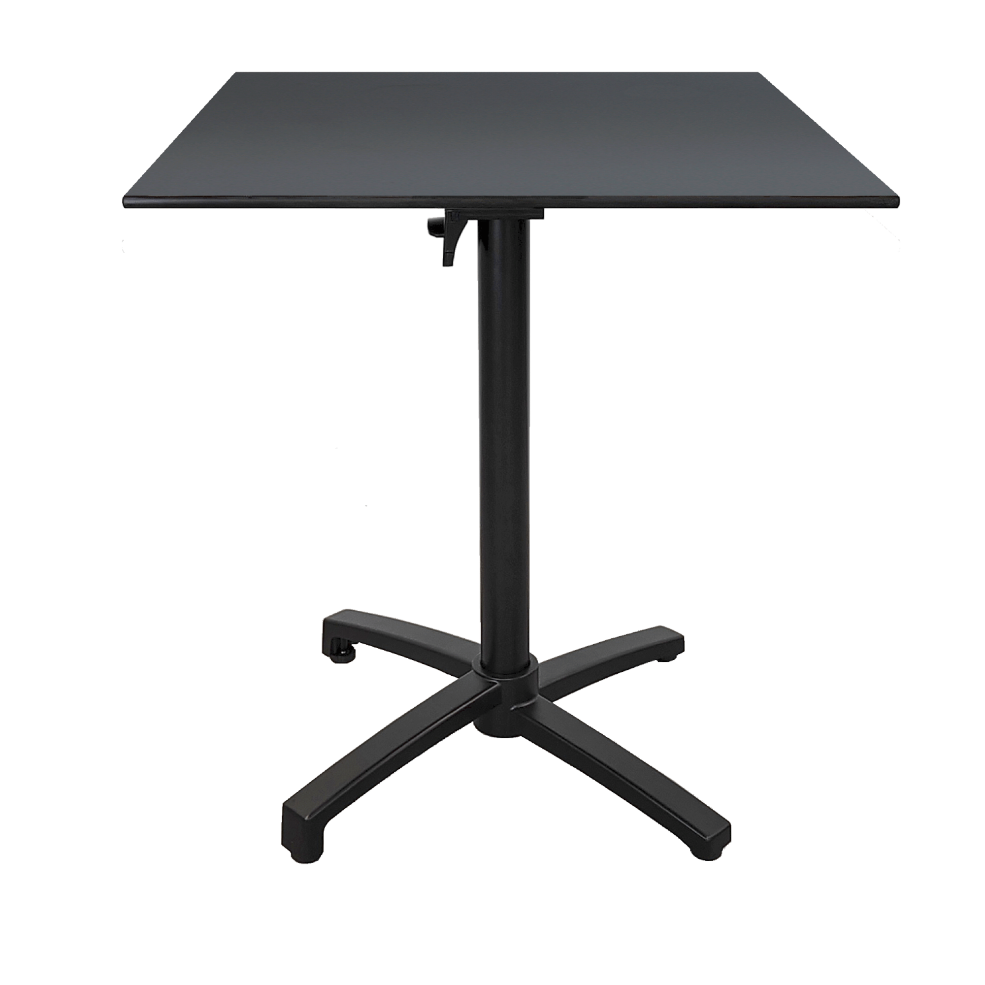 Table h90cm, pliable pour terrasse en Compact HPL gris anthracite 70x70