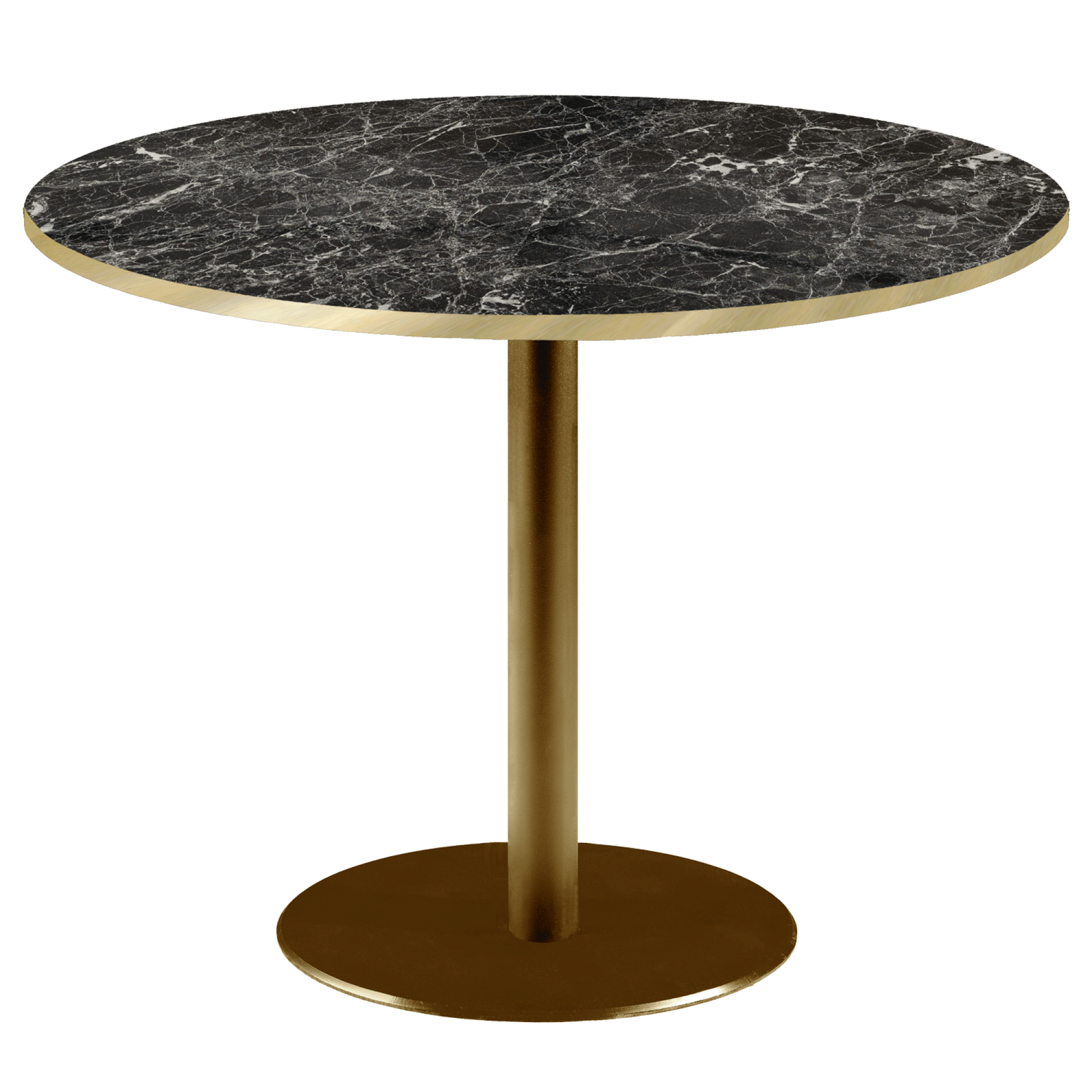 Table Ø120cm Rome bistrot marbre noir brillant