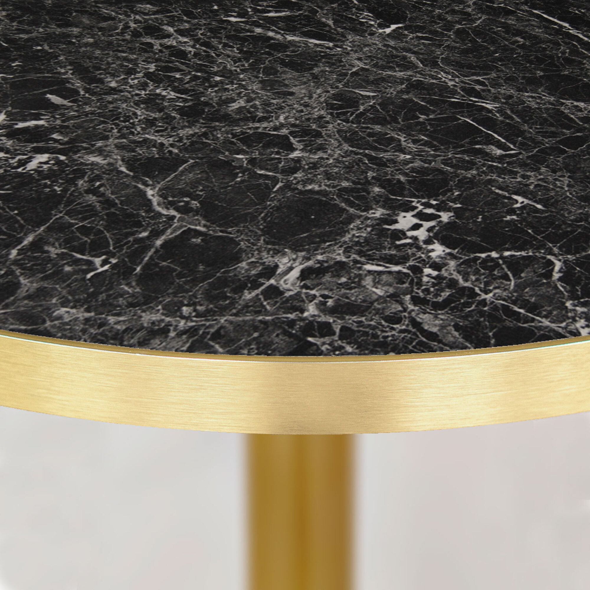Table Ø120cm Rome bistrot marbre noir brillant