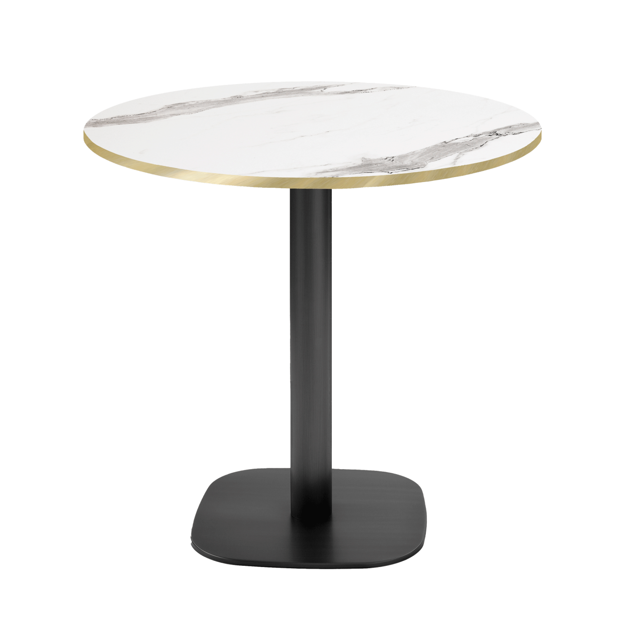 Table Ø70cm - modèle Round marbre blanc chants laiton