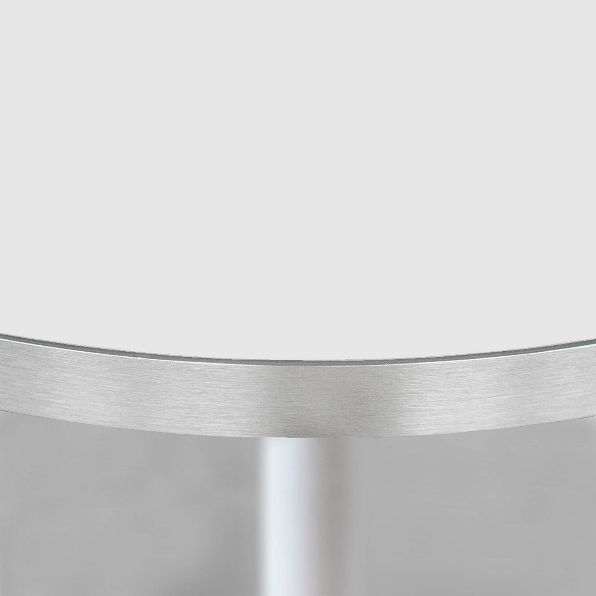 Table Ø70cm - modèle Round pied blanc blanc chants inox