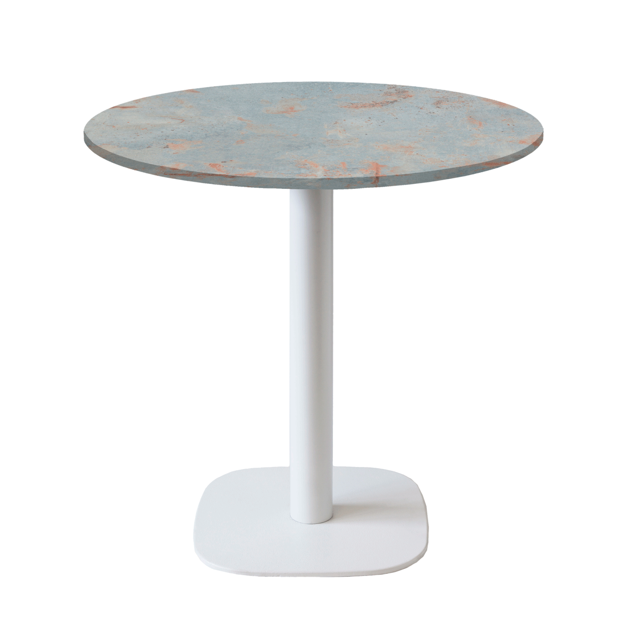 Table Ø70cm - modèle Round pied blanc gris rouille