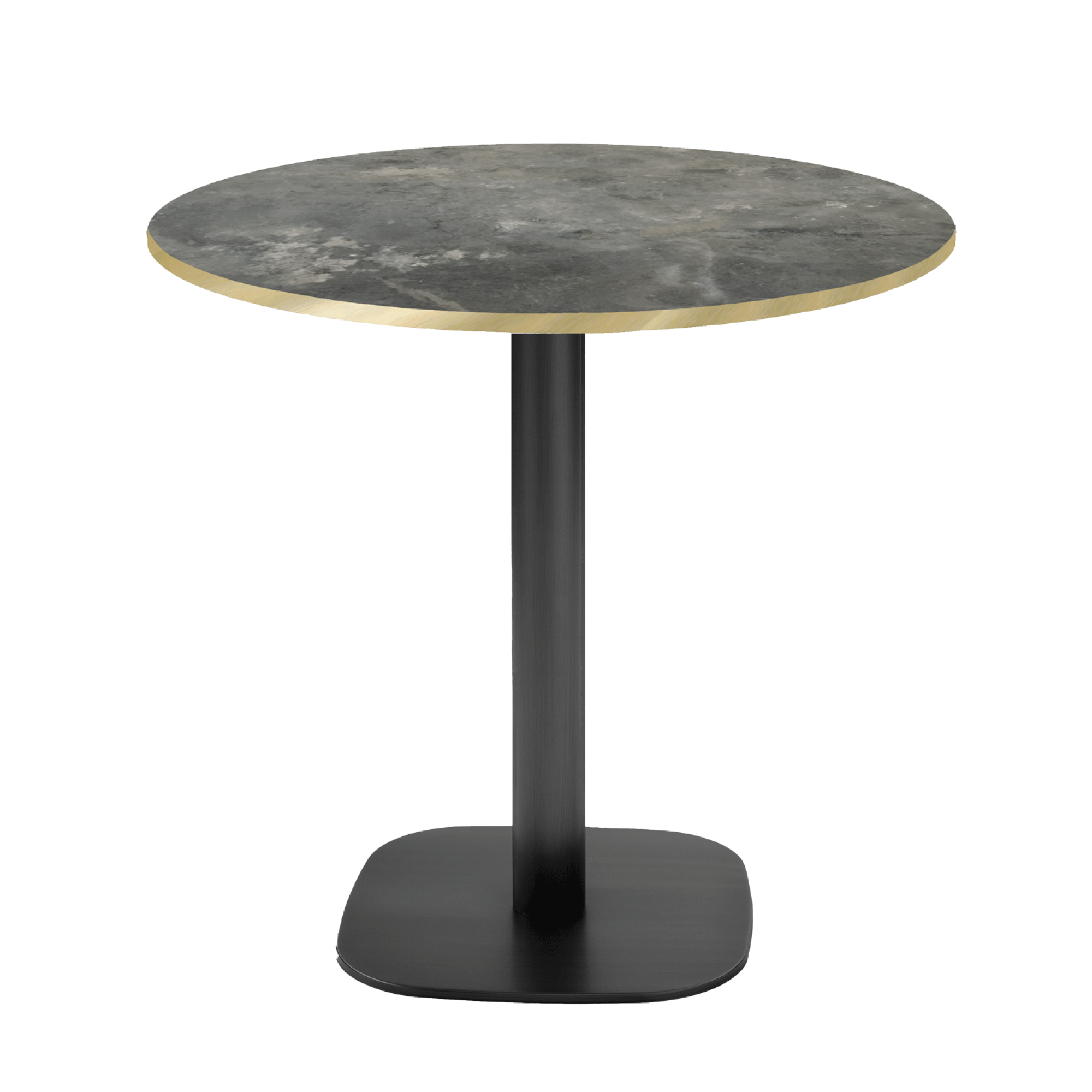 Table Ø70cm - modèle Round pierre métallisée chants laiton