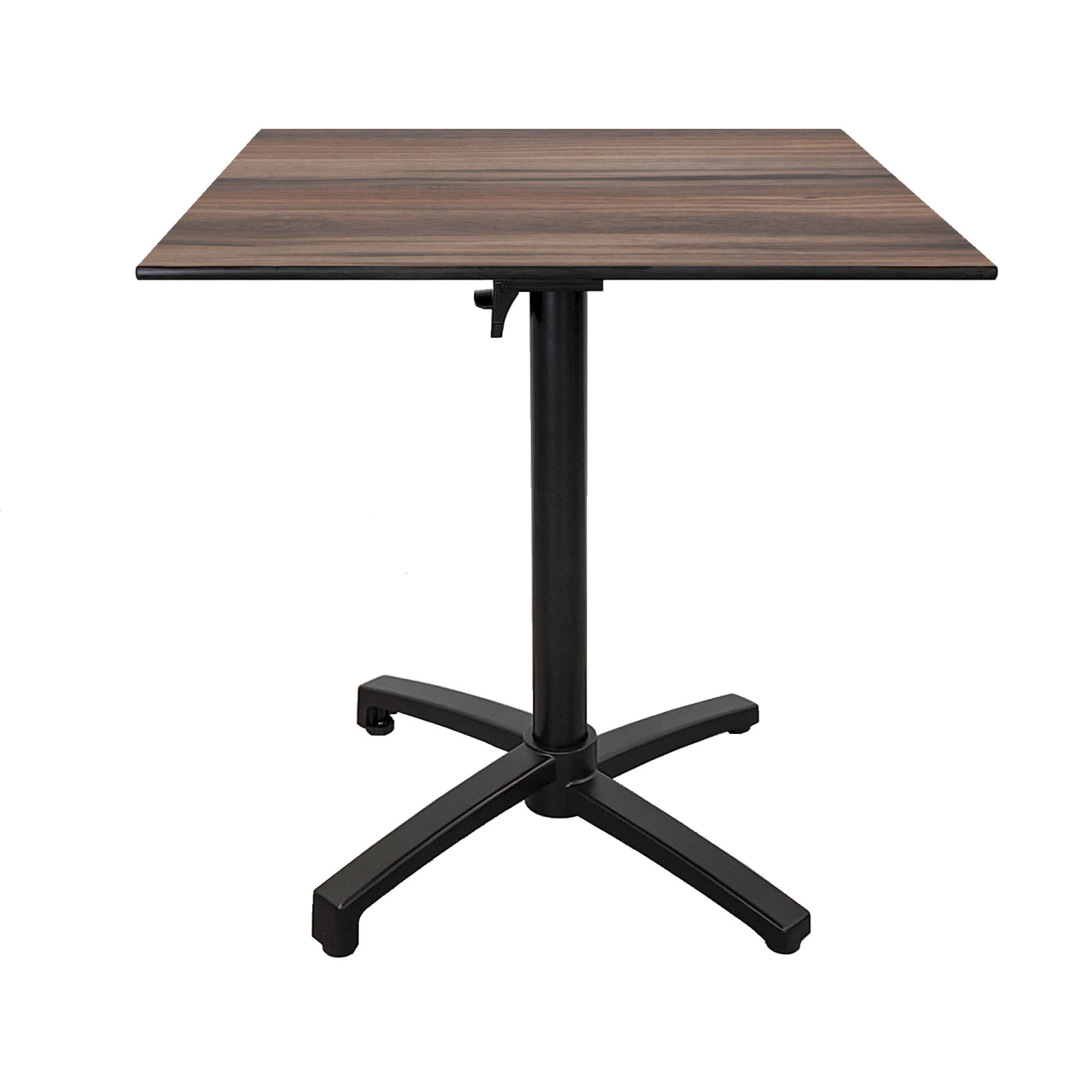 Table pliable pour terrasse en Compact HPL bois foncé 70x70