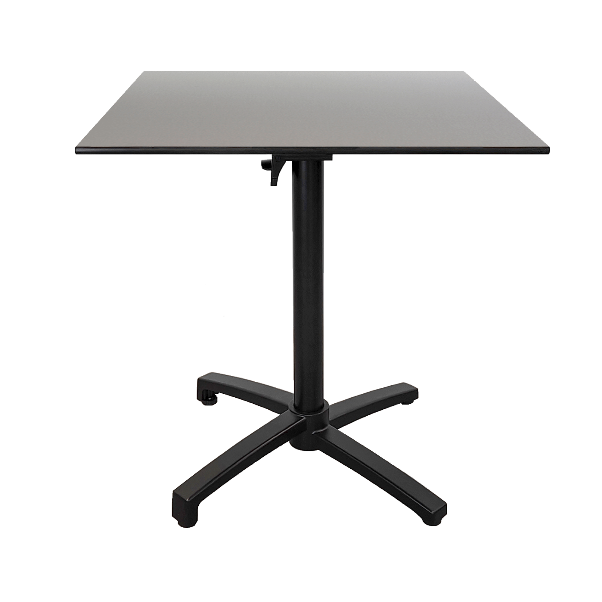 Table pliable pour terrasse en Compact HPL décor gris métal 70x70